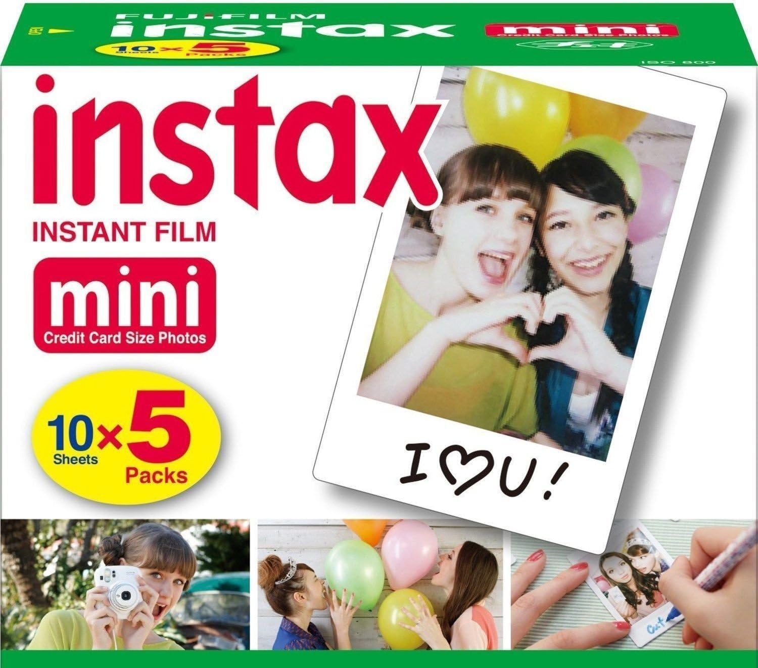 Fujifilm Instax Mini Instant Film, 10 Sheets X 5 Packs (Total 50 Shoots)