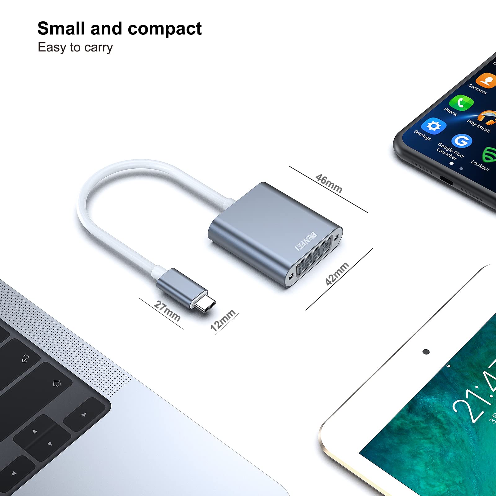 Benfei Usb C To Dvi Adapter, Type C To Dvi Adapter [Thunderbolt 3/4 Compatible] With Iphone 15 Pro/Max, Macbook Pro/Air 2023, Ip