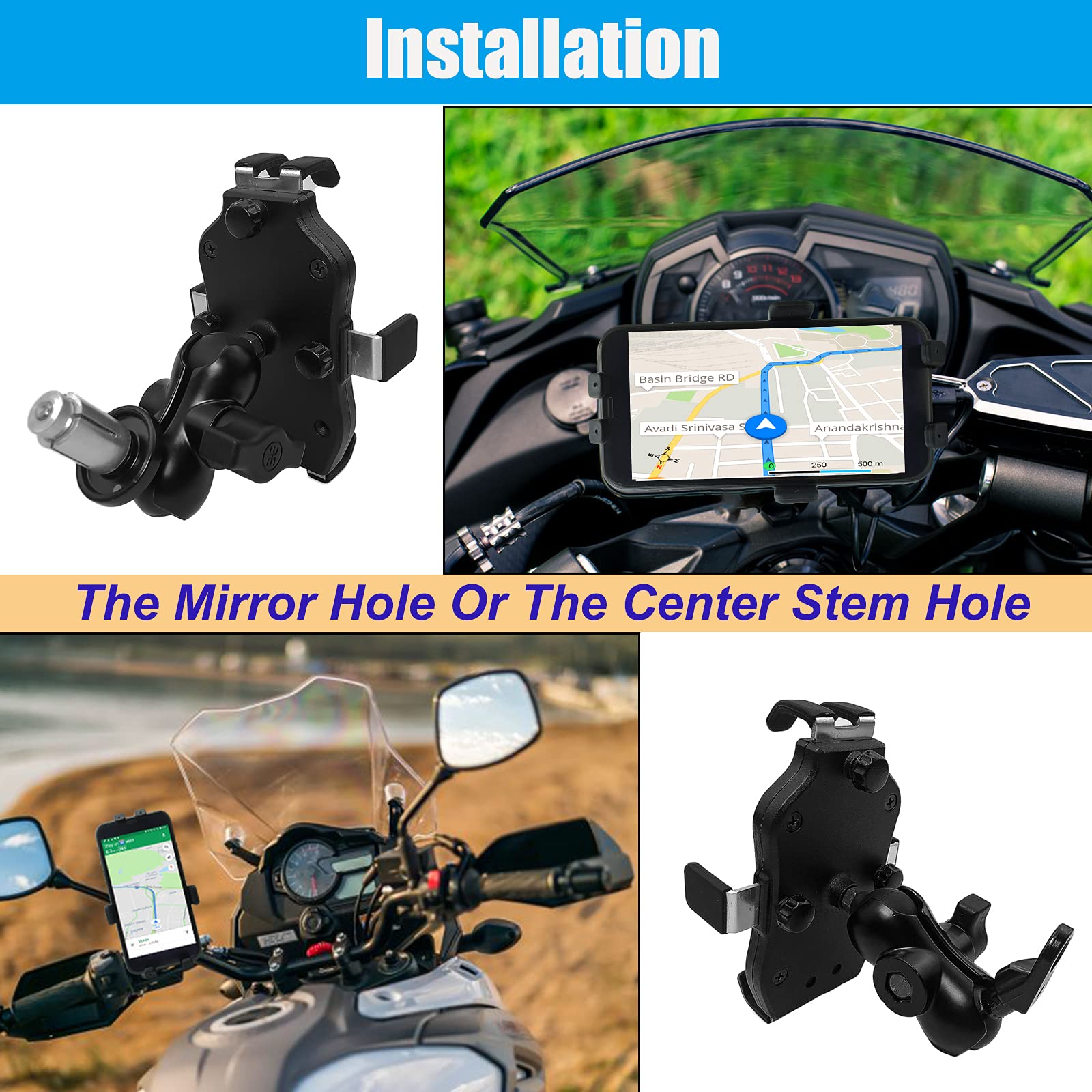 Yimopart Motorcycle Phone Mount Gps Navigation Bracket Mobile Phone Holder Fork Stem For Suzuki Hayabusa Gsx R 600 750 1000 Yzf