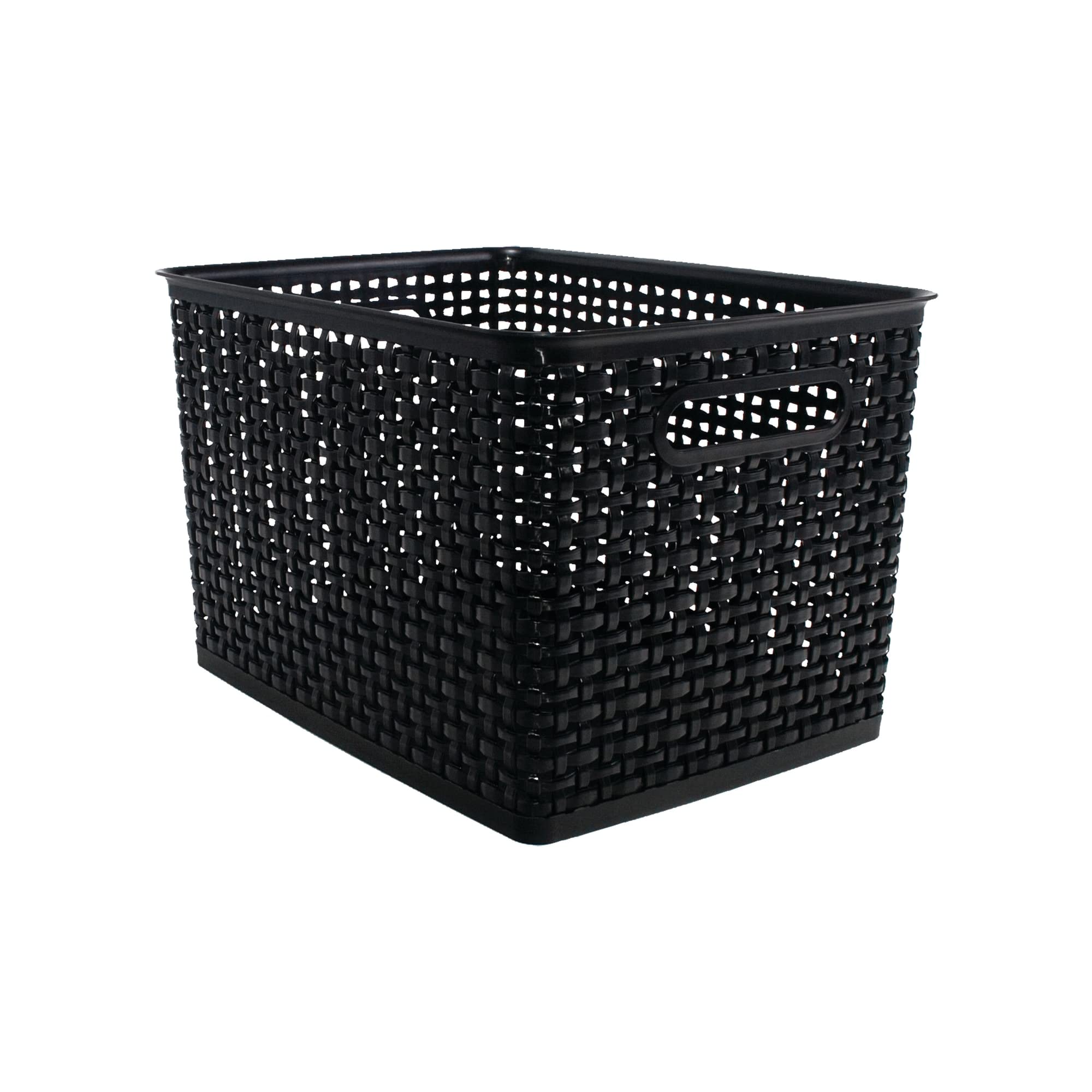 Advantus Corporation Weave Design Plastic Bin Large, Black, 13.75' L X 10.5' W X 8.75' H