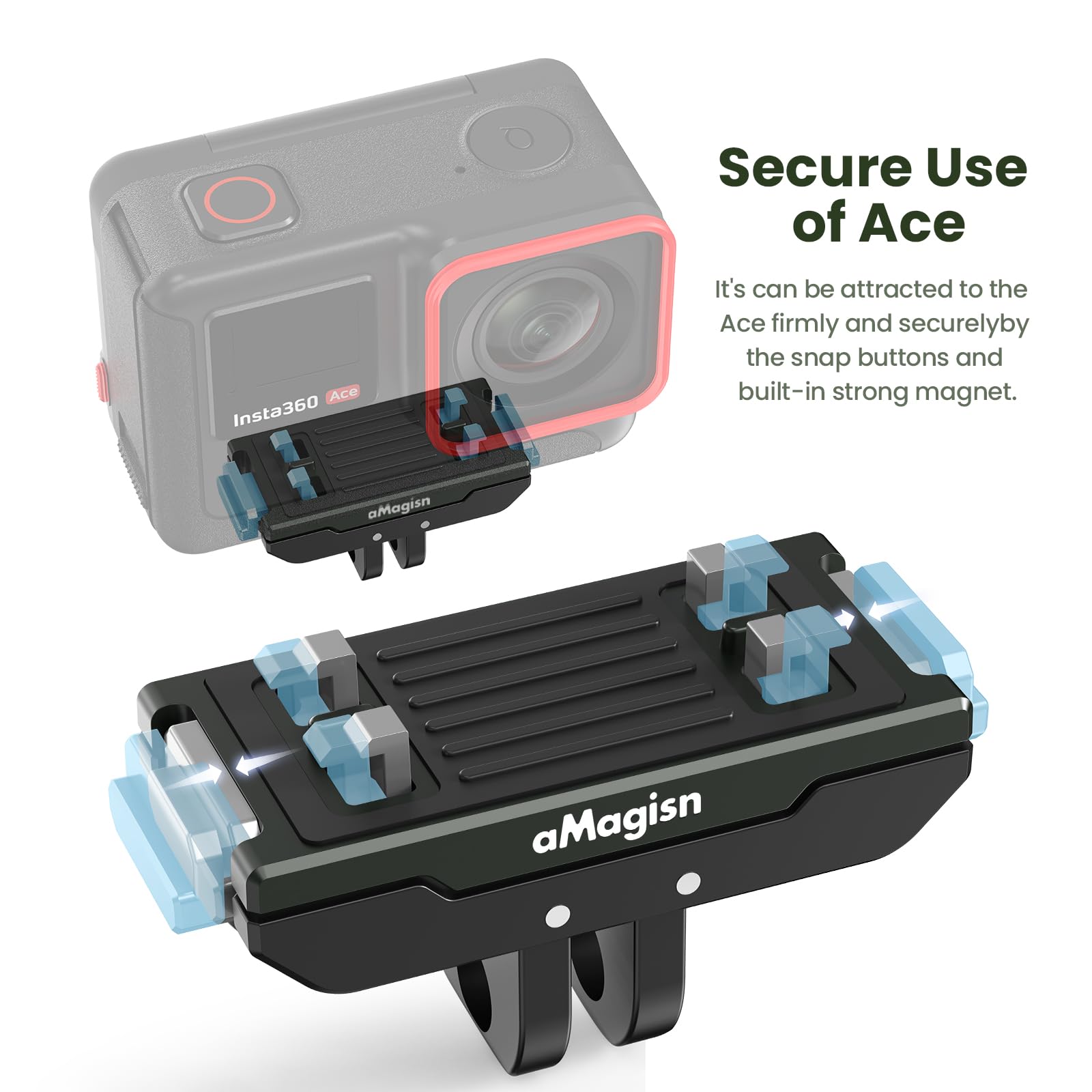 Gaekol Insta360 Ace Pro Quick Release Mount, Snap On Magnetic 2 Prong Mount And 1/4 Thread Mount For Insta360 Ace Pro / Insta360