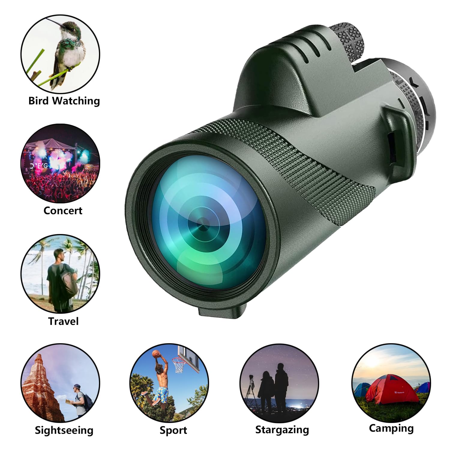 Monocular Telescope 80X100 High Powered Monoculars For Adults Compact Monocular For Smartphone Adapter, Handheld Telescope With