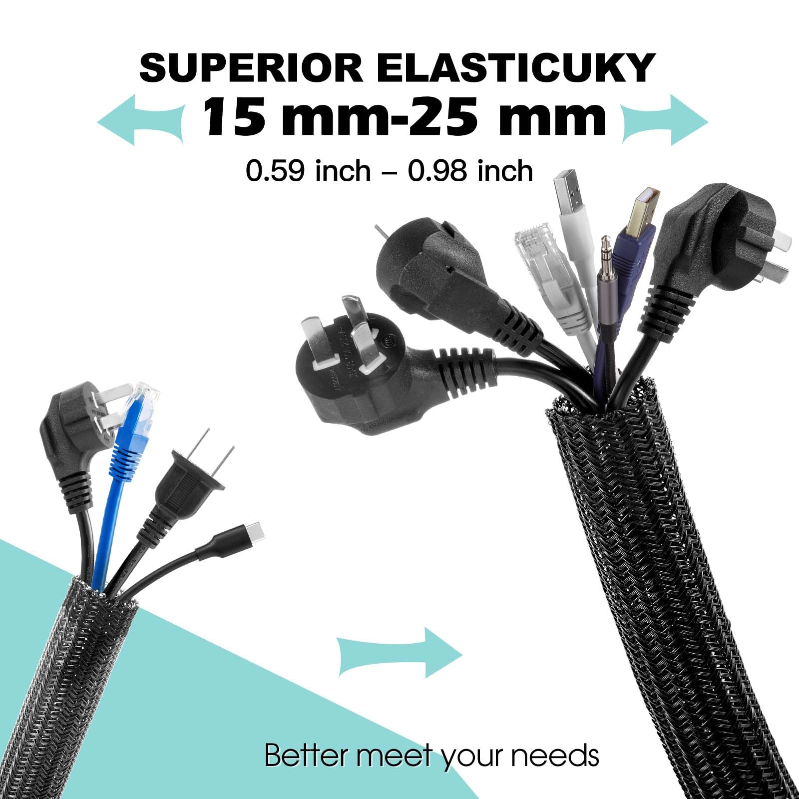 Agptek Cable Management Sleeve Cover, 20Ft   1 Inch Cord Management Wire Organizer Under Desk, Home Office Computer Wire Cover H