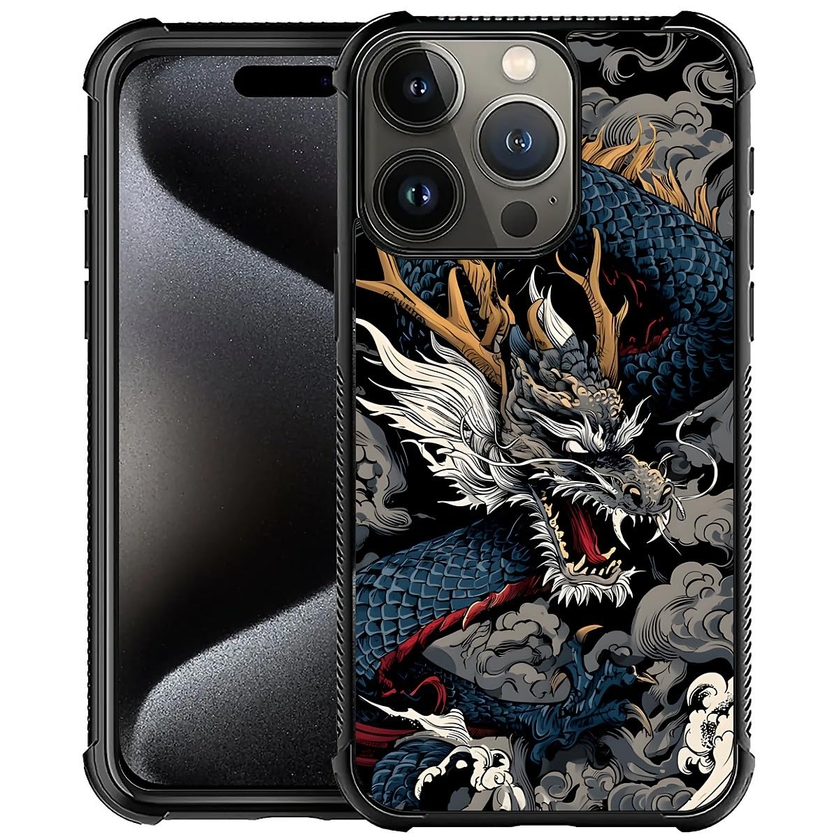 Deaorew for iPhone 16 Pro Case | Classic Slim Cover Design | Japanese Dragon
