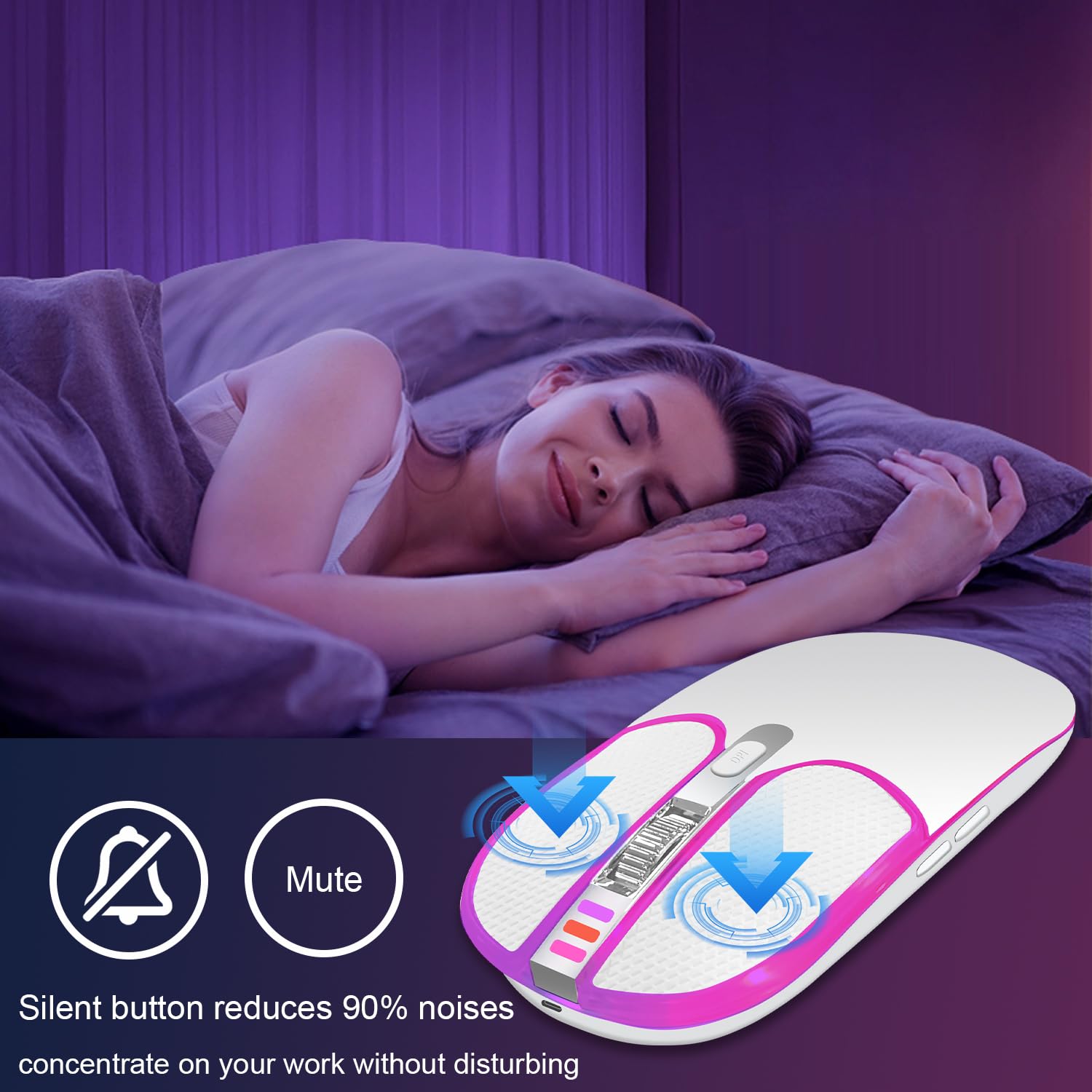 Dancesoul Leather Button Rgb Wireless Mouse,Laptop Mouse,Slim Silent Mouse Rechargeable,Usb C Mouse With Usb/Type C 2 In 1 Recei