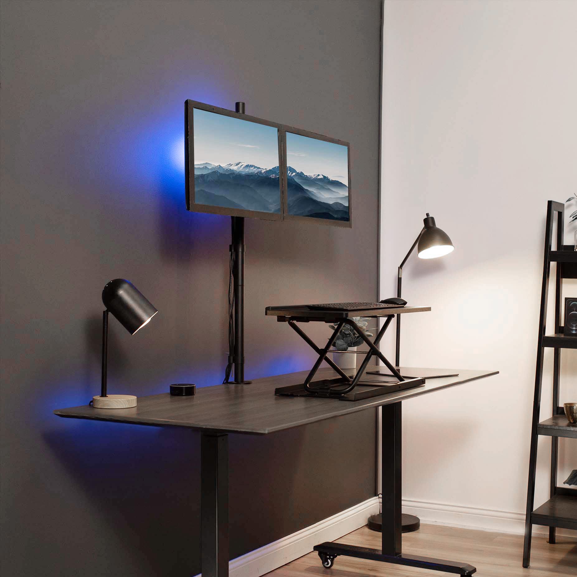 VIVO Dual Monitor Stand Up Desk Mount Extra Tall 39 inch Pole, Fully Adjustable Stand for up to 27 inch Screens, Black, STAND V012