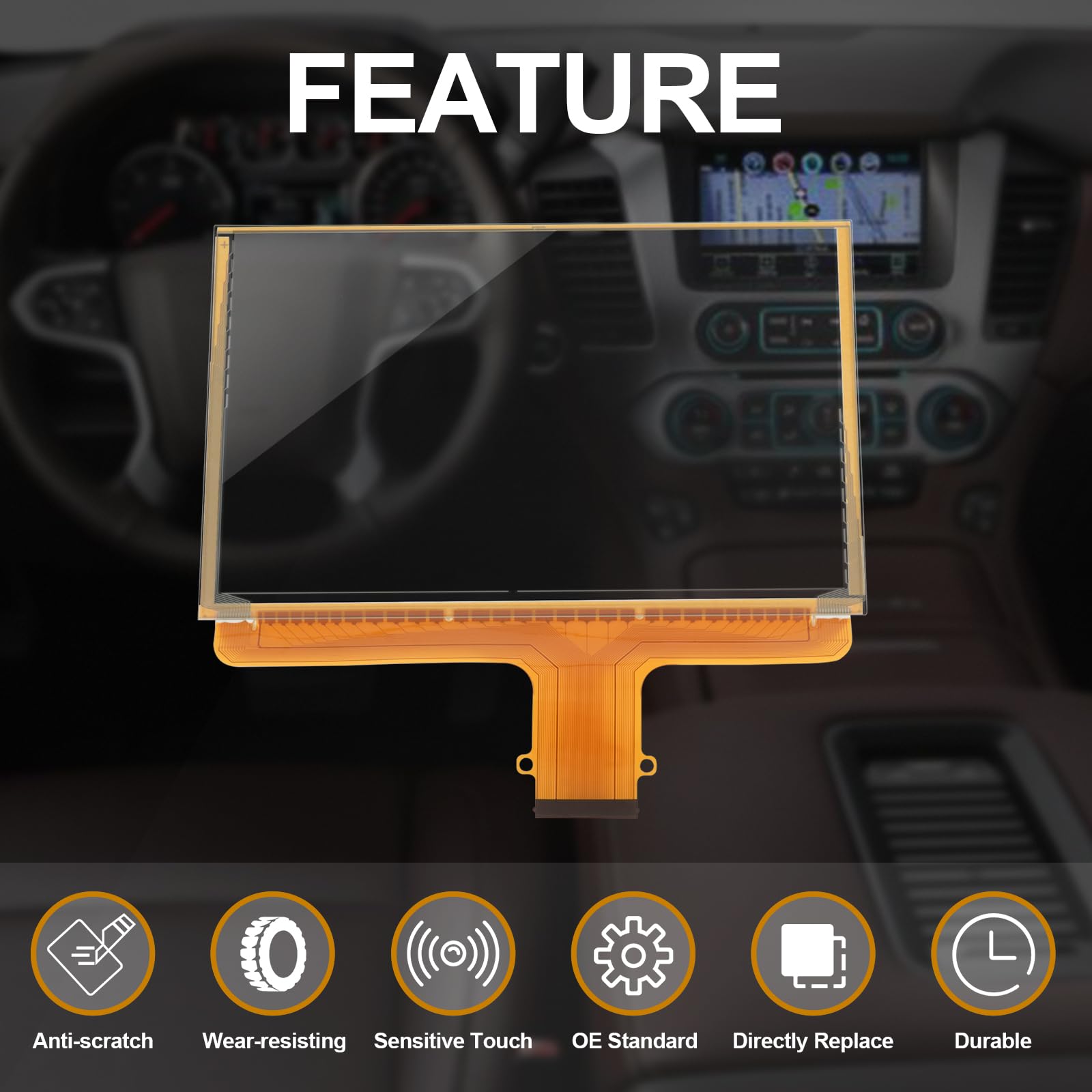 Autobaba 8'' 55 Pin Touch Screen Glass Digitizer Compatible With 2015 2018 Chevrolet Silverado Suburban Tahoe & Gmc Yukon Sierra