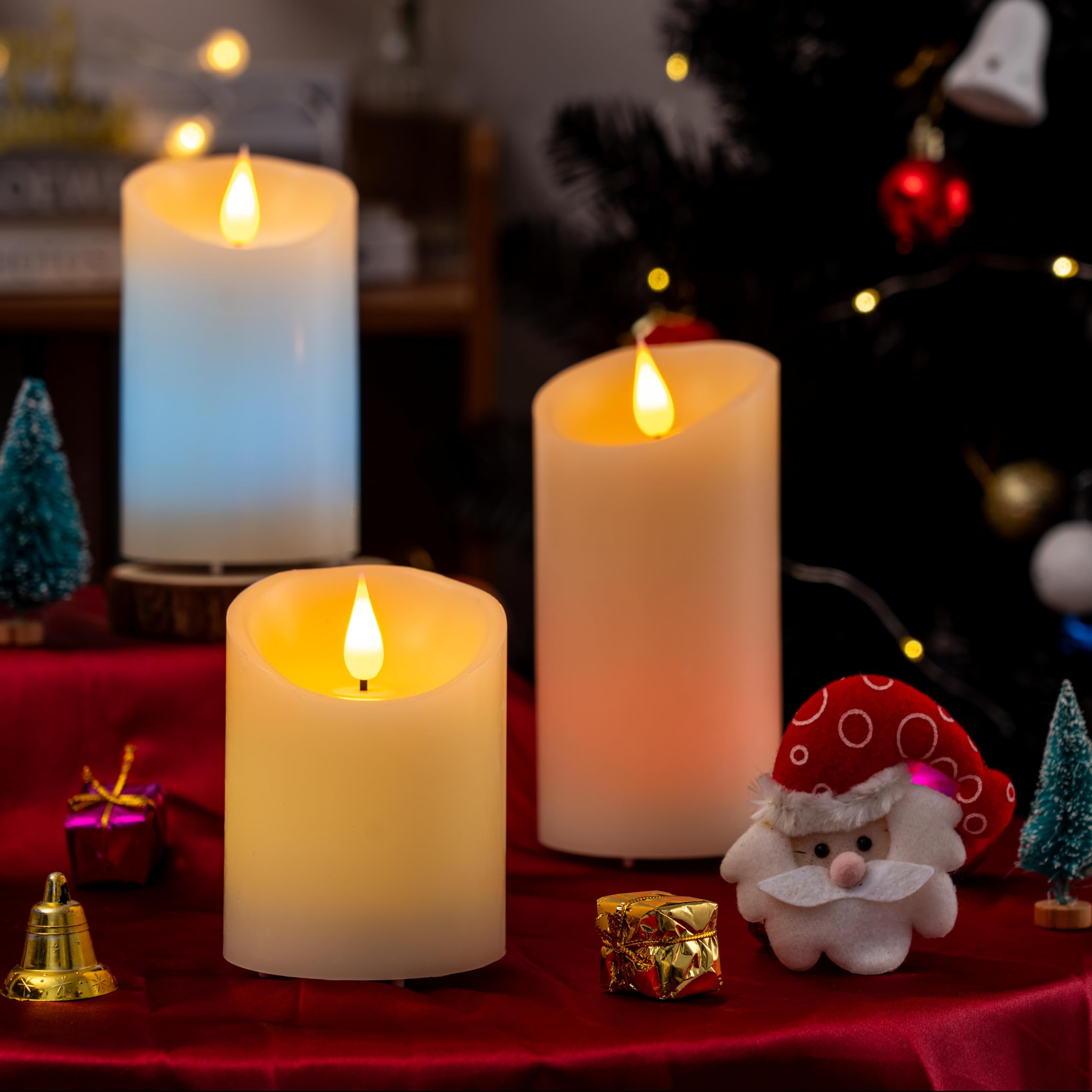 Luzzup Teal Candles, Pillar Teal Flameless Candles Feature With Color Changing, Battery Operated Candles With Remote&Timer Contr