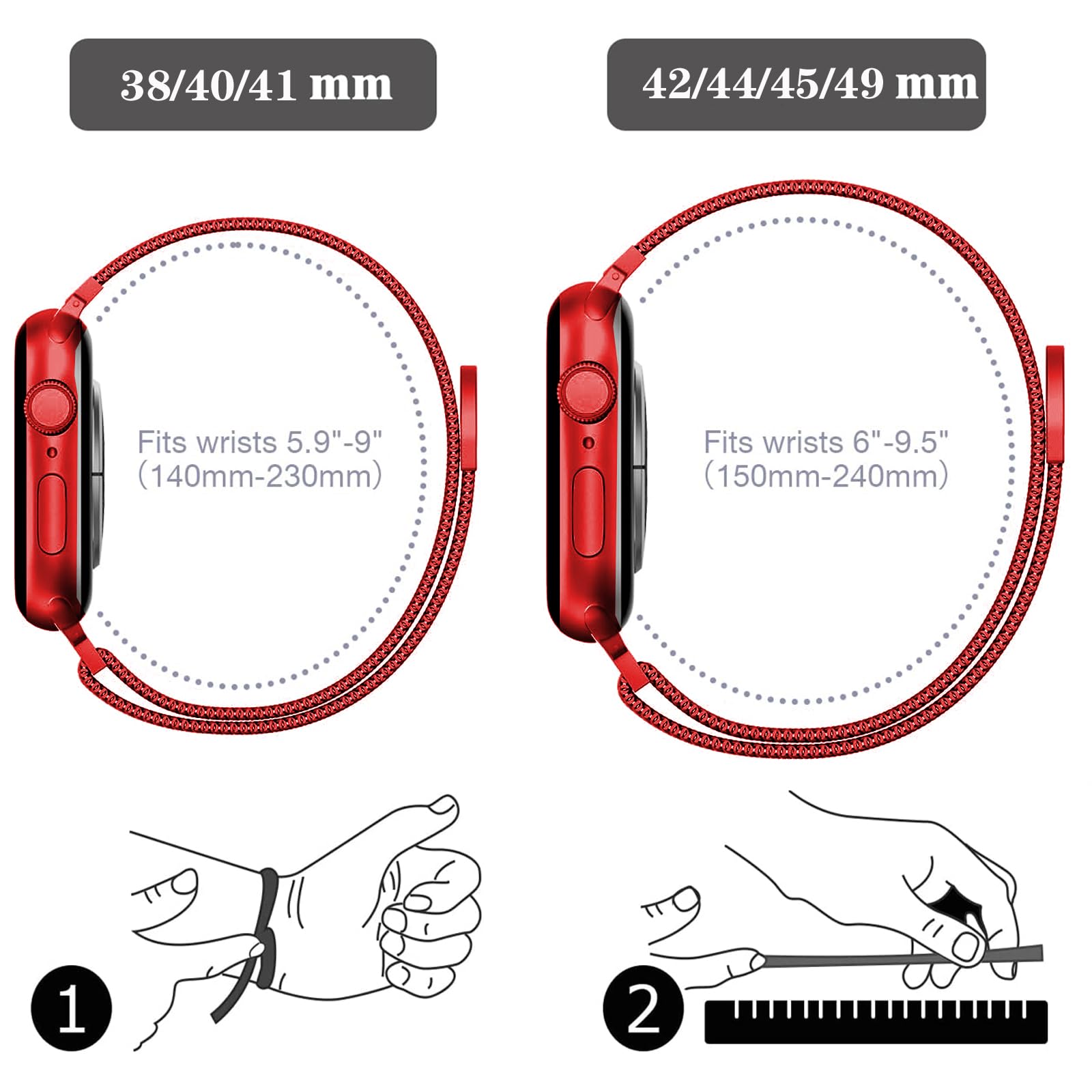 Magnetic Band And Case For Apple Watch Band 38Mm 40Mm 41Mm 42Mm 44Mm 45Mm 46Mm Women/Men,Stainless Steel Milanese Loop Bracelet