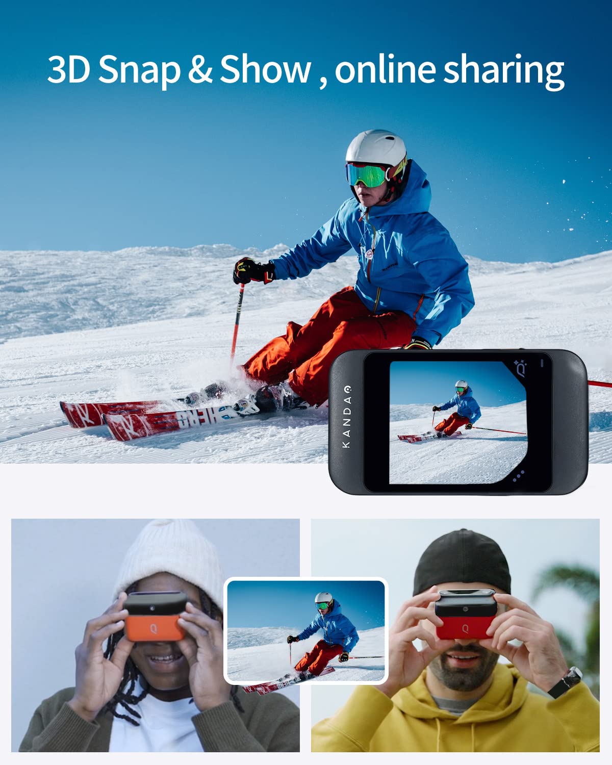 Kandao Qoocam Ego 3D Camera   Viewer Integrated 3D Vr Camera, 24Mp/8K Photos/4K 60Fps Videos Stereoscopic 3D Instant Display Cam