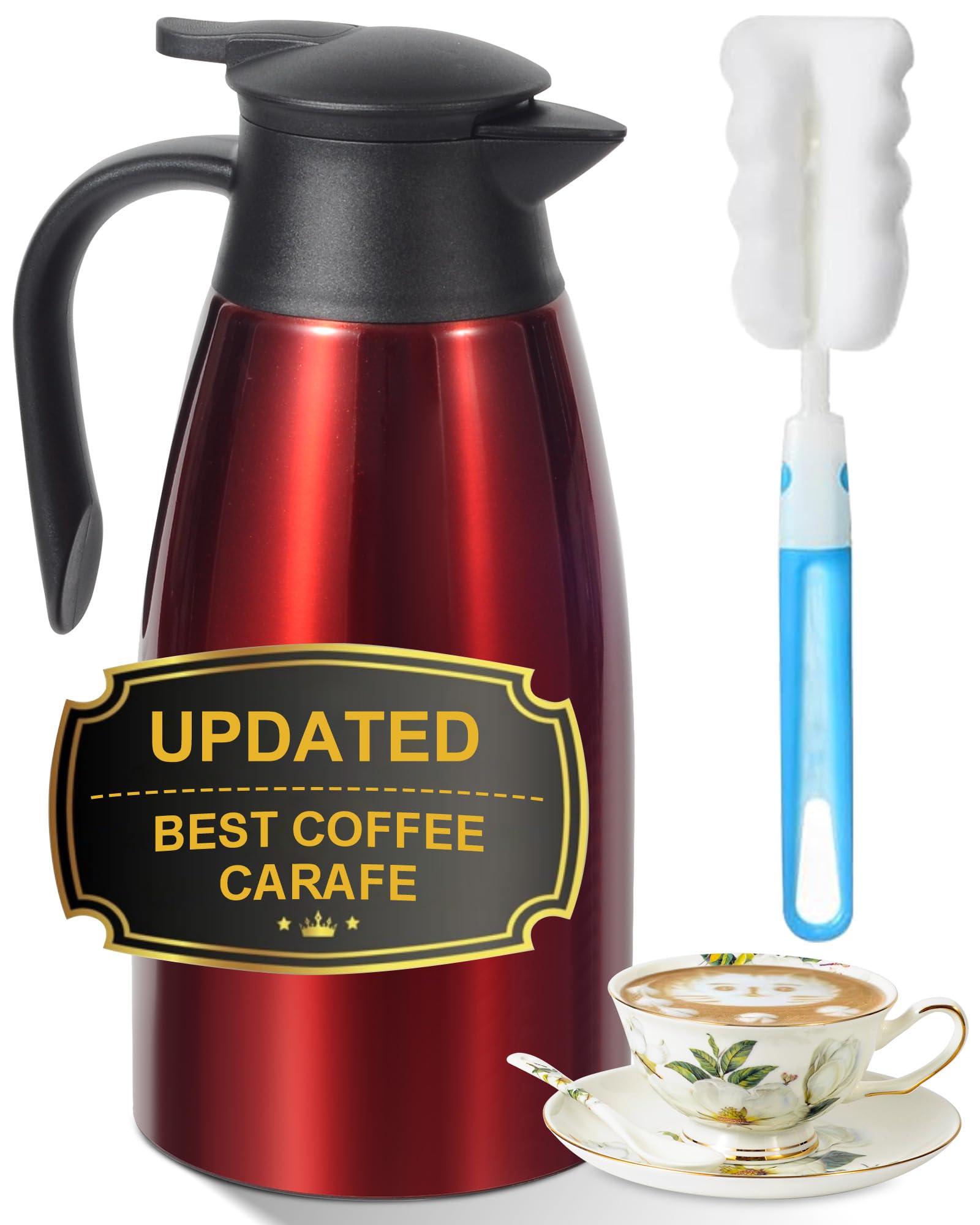 70Oz Thermal Coffee Carafe, Updated Insulated Stainless Steel Coffee Carafes For Keeping Hot Coffee & Tea Hot Beverage 12Hours,