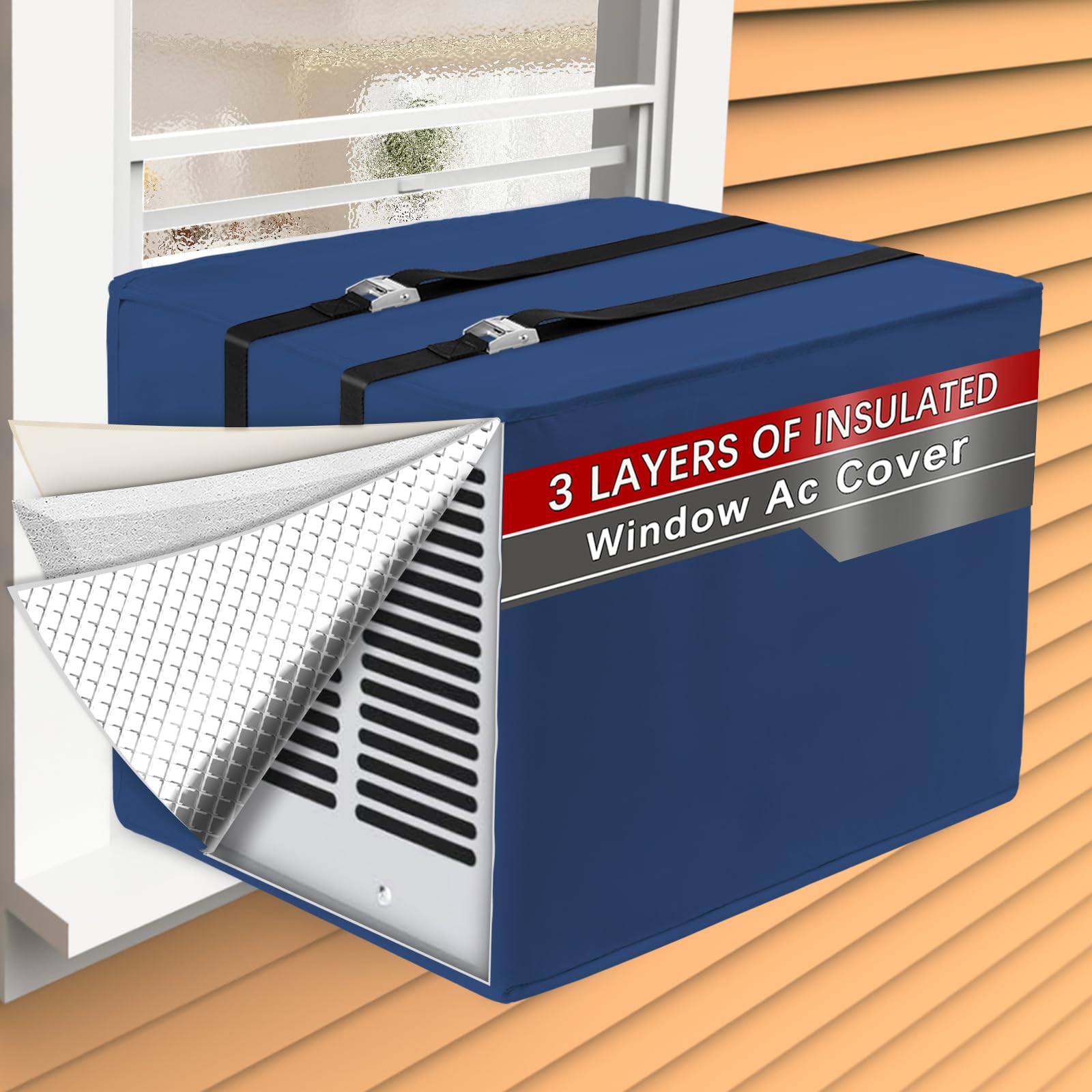 Window Air Conditioner Covers for Outside Unit for Winter Insulation, 21W x 16D x 15H, Waterproof & Windfroof AC Covers for Outs