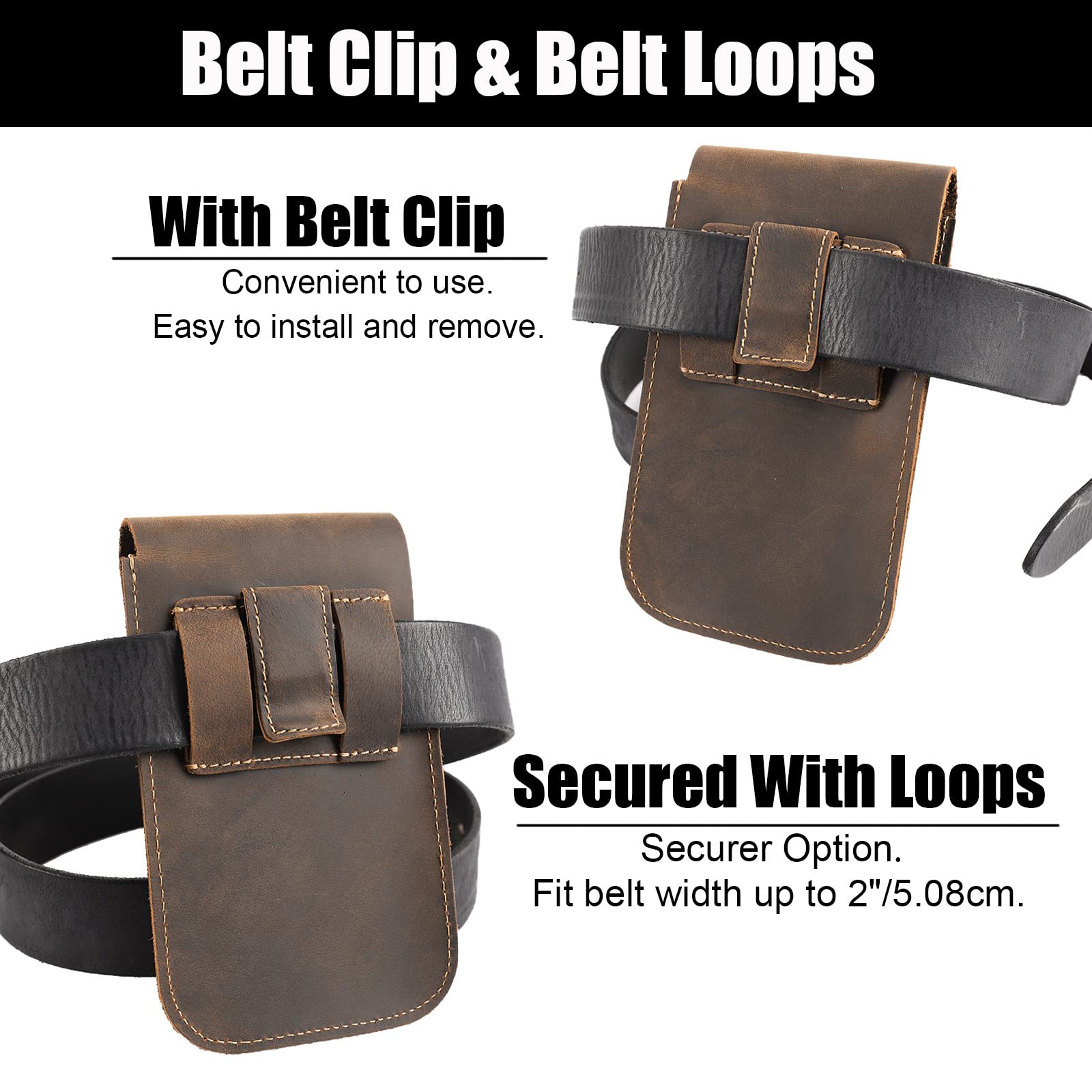 Topstache Leather Phone Holster,Samsung S22 Ultra Belt Holder, Iphone 13 Pro Max Case For Belt,Universal Phone Pouch With Belt C