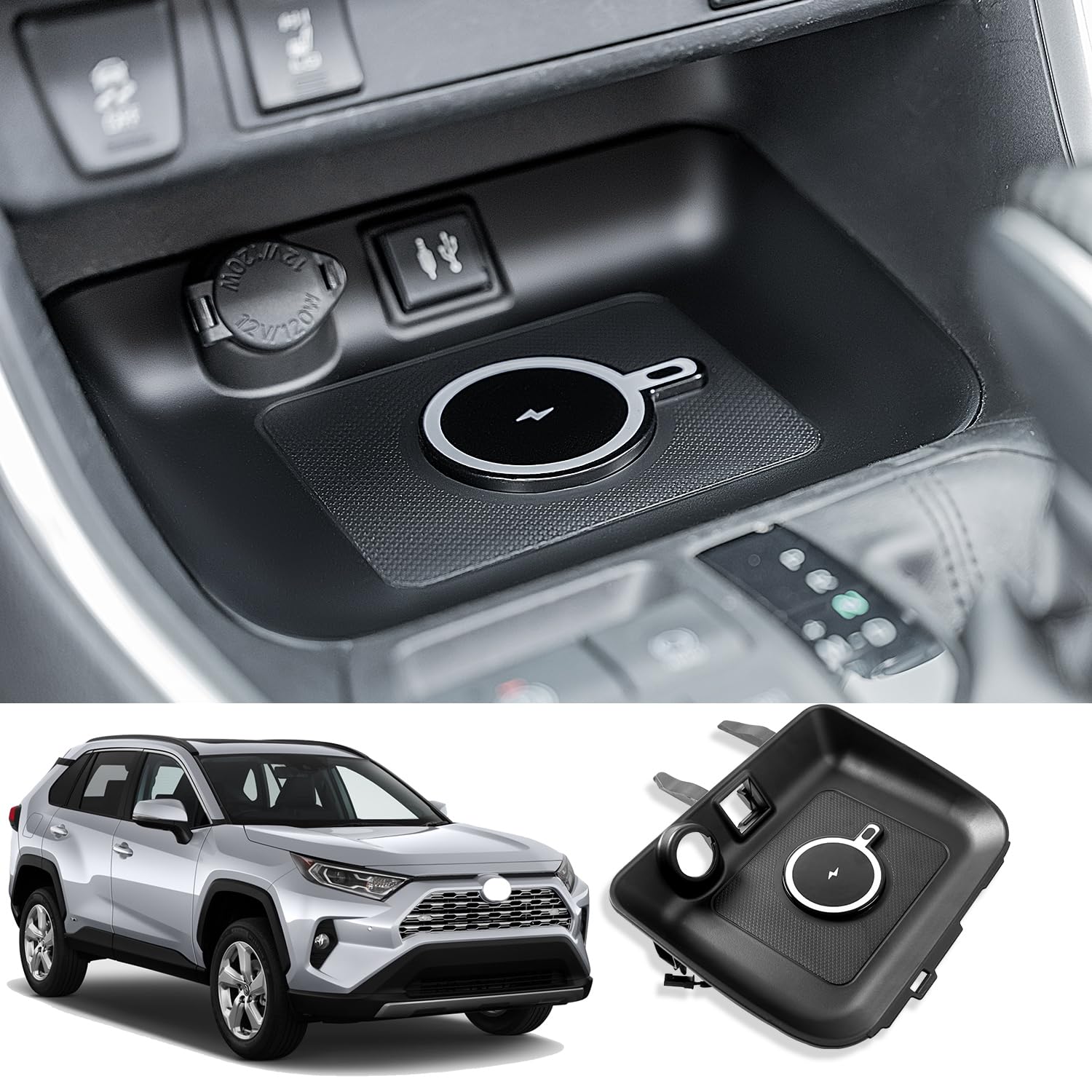 Xipoo Car Wireless Charger Compatible with 2019-2023 Toyota RAV4 Charging Tray Magnetic Wireless Phone Charging Pad Replacement 