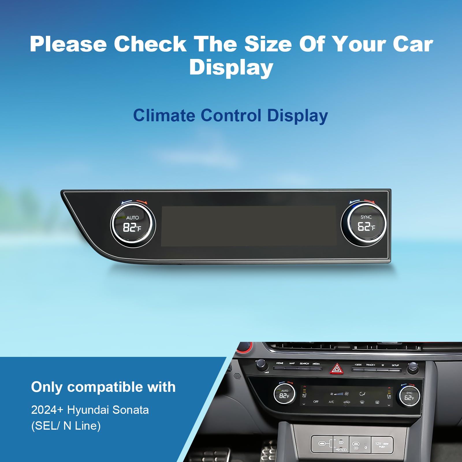 Coleya (2Pc) 2024 Sonata Ac Screen Protector For Hyundai Sonata (Sel/N Line/Sel Hybrid/Limited Hybrid) Ac Display, 2024 Sonata A