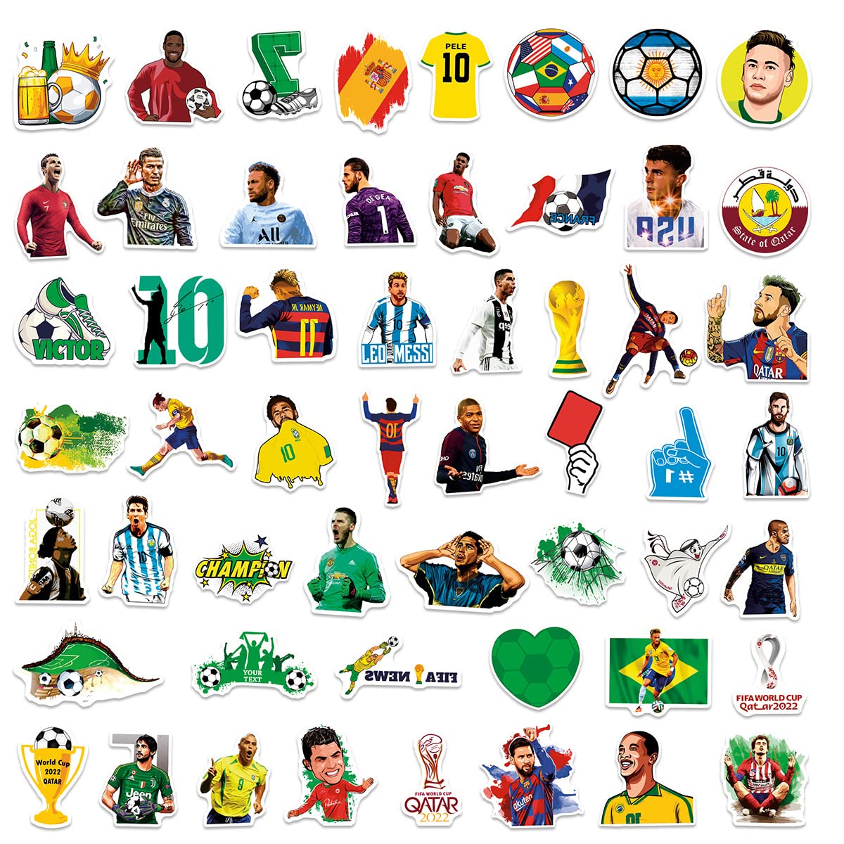 Homiego 150 PCS Waterproof Soccer Stickers - Vinyl Graffiti Decals for Water Bottles, Scrapbooks, Helmets | Perfect Soccer Gifts for Kids & Teens