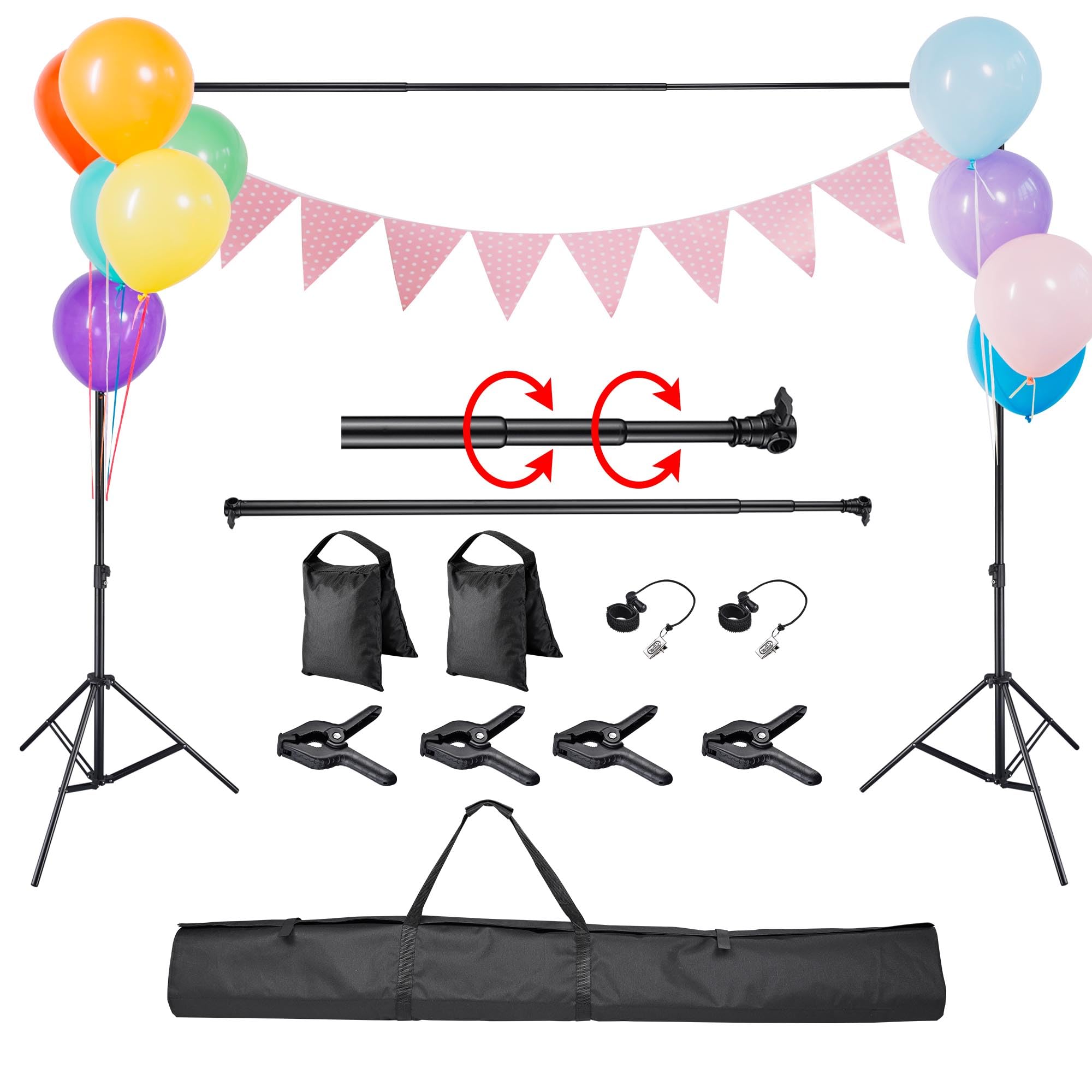 Aw 9.5X10 Ft Photo Backdrop Stand Telescopic Crossbar Support System With 1X Carry Bag 12X Muslin Clips 8X Clamps For Photo Vide