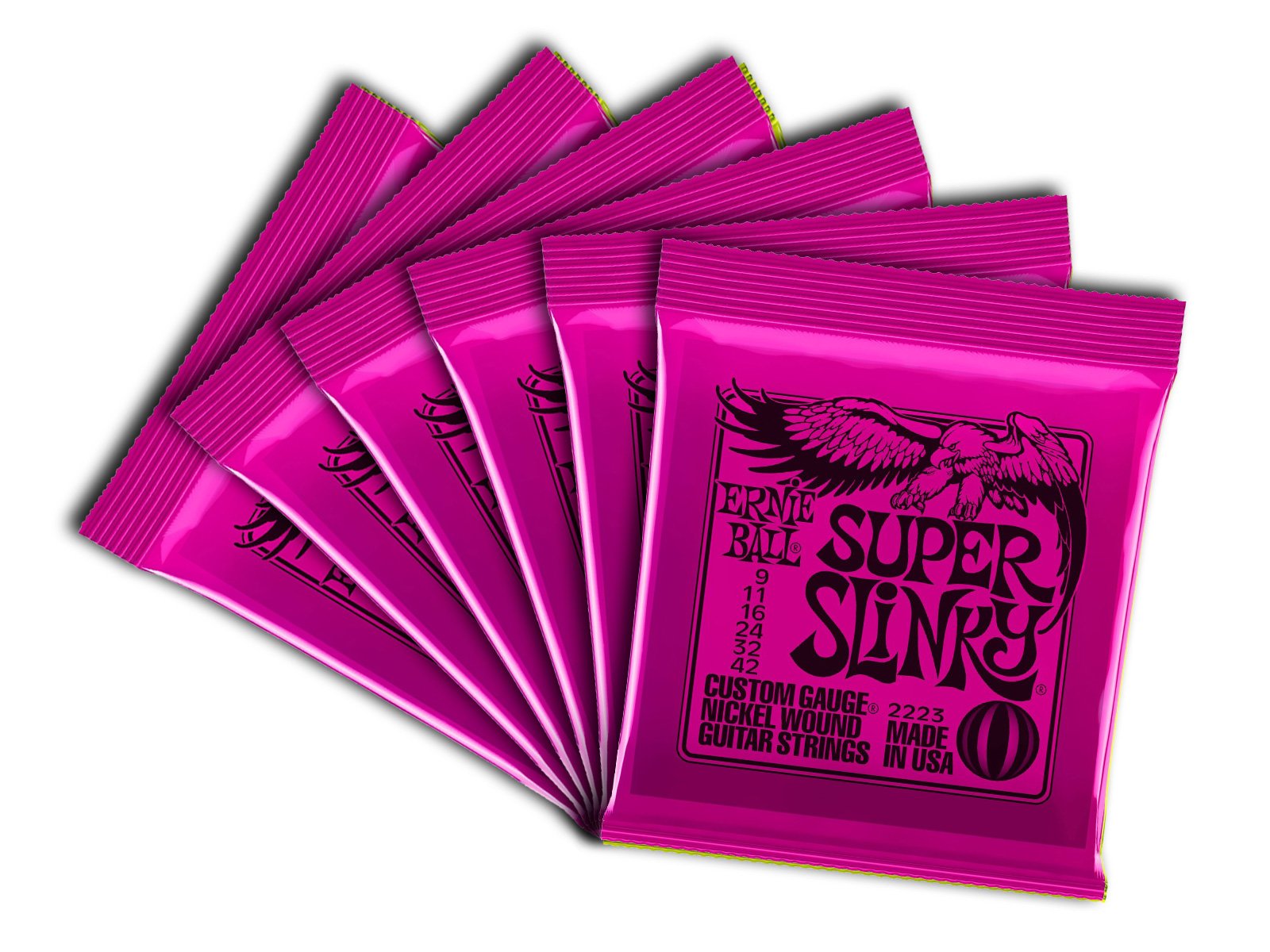 Ernie Ball Super Slinky Nickel Wound Electric Guitar Strings 6 Pack   9 42 Gauge