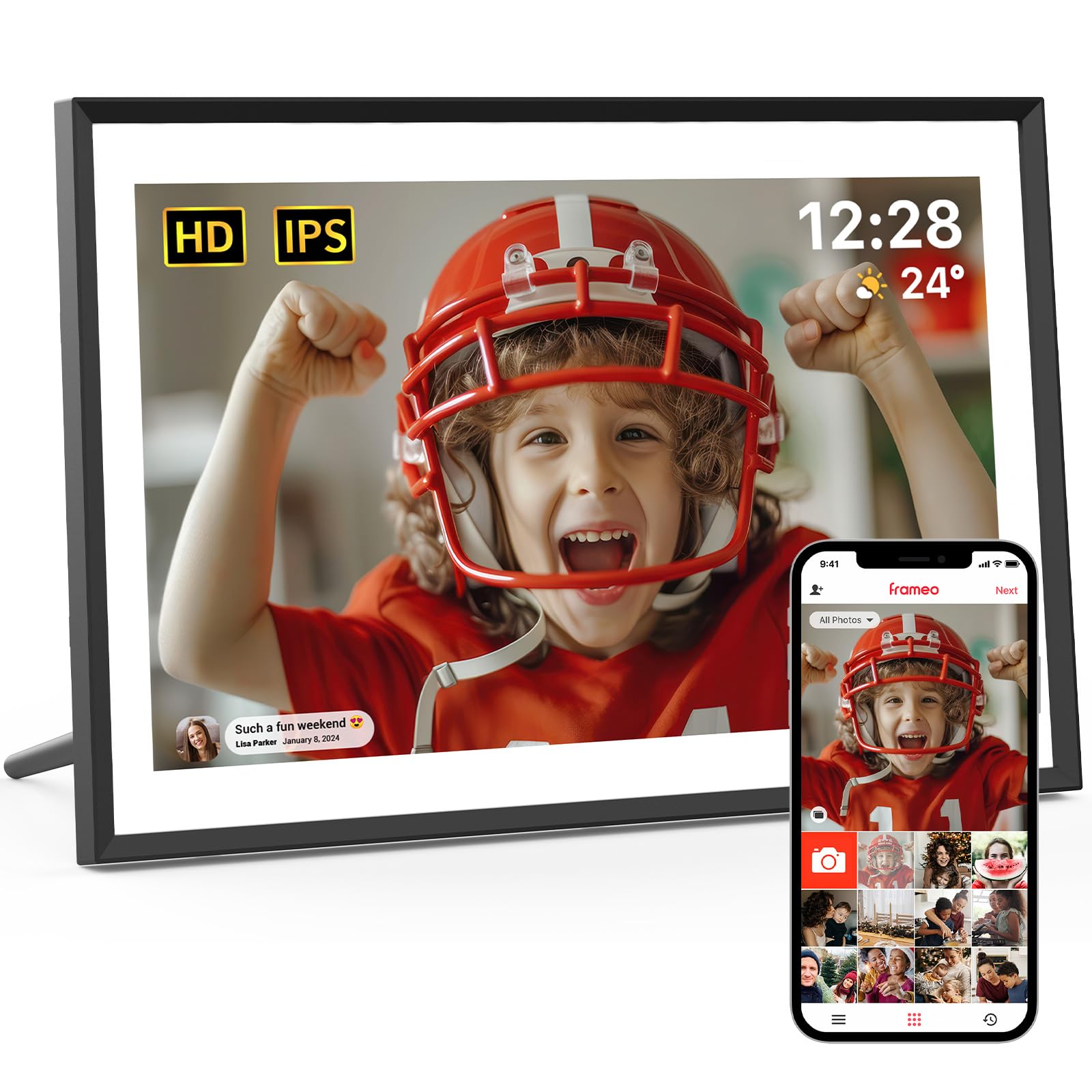 Apolosign Digital Picture Frame 10.1 Inch, Frameo Digital Photo Frame, Wifi Electronic Frame With 32Gb Storage, 1280X800 Hd Ips