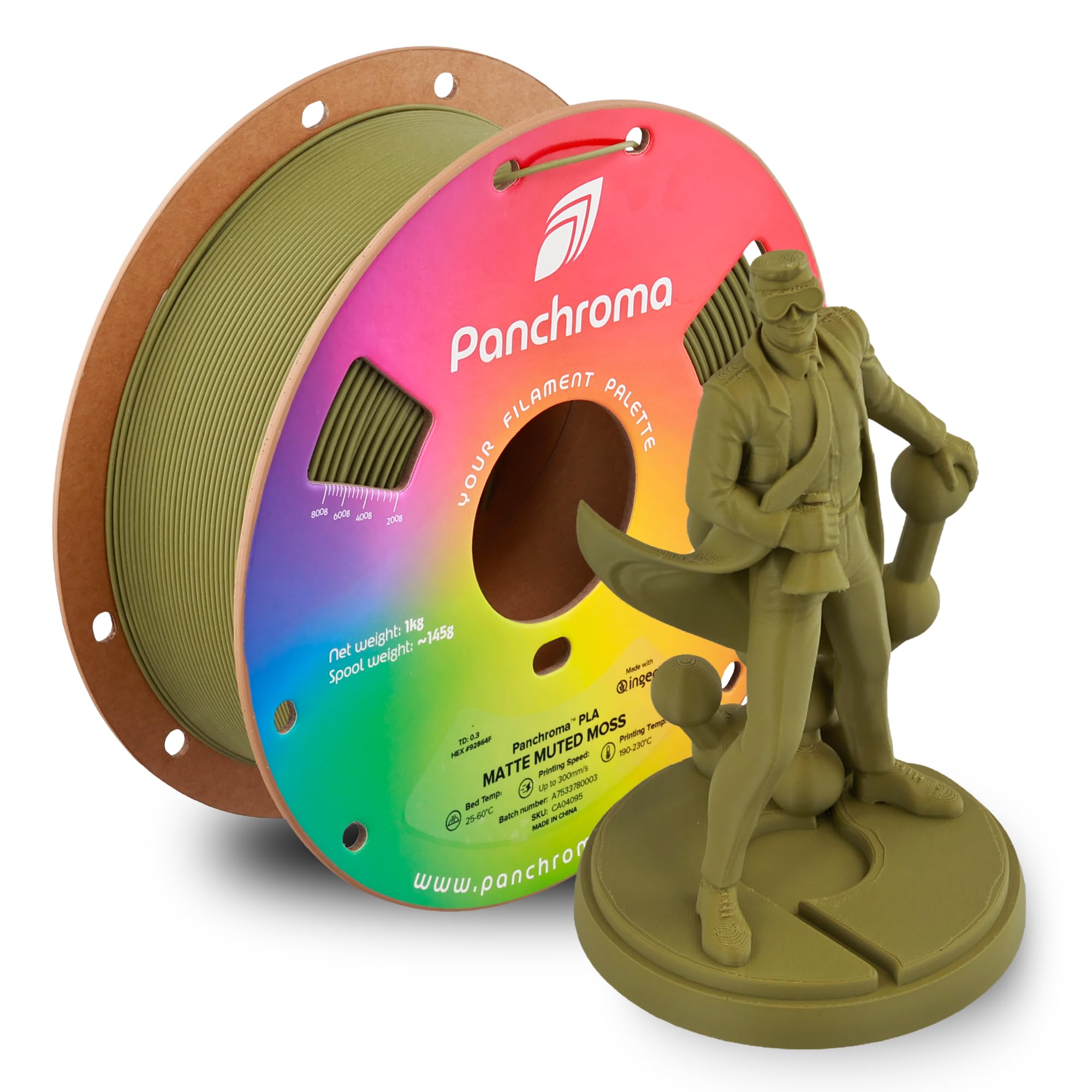 Polymaker Panchroma Matte PLA Filament, Muted Moss 1.75mm 1kg 3D Printing Filament, Formerly Polyterra Matte, Fits Most FDM 3D P