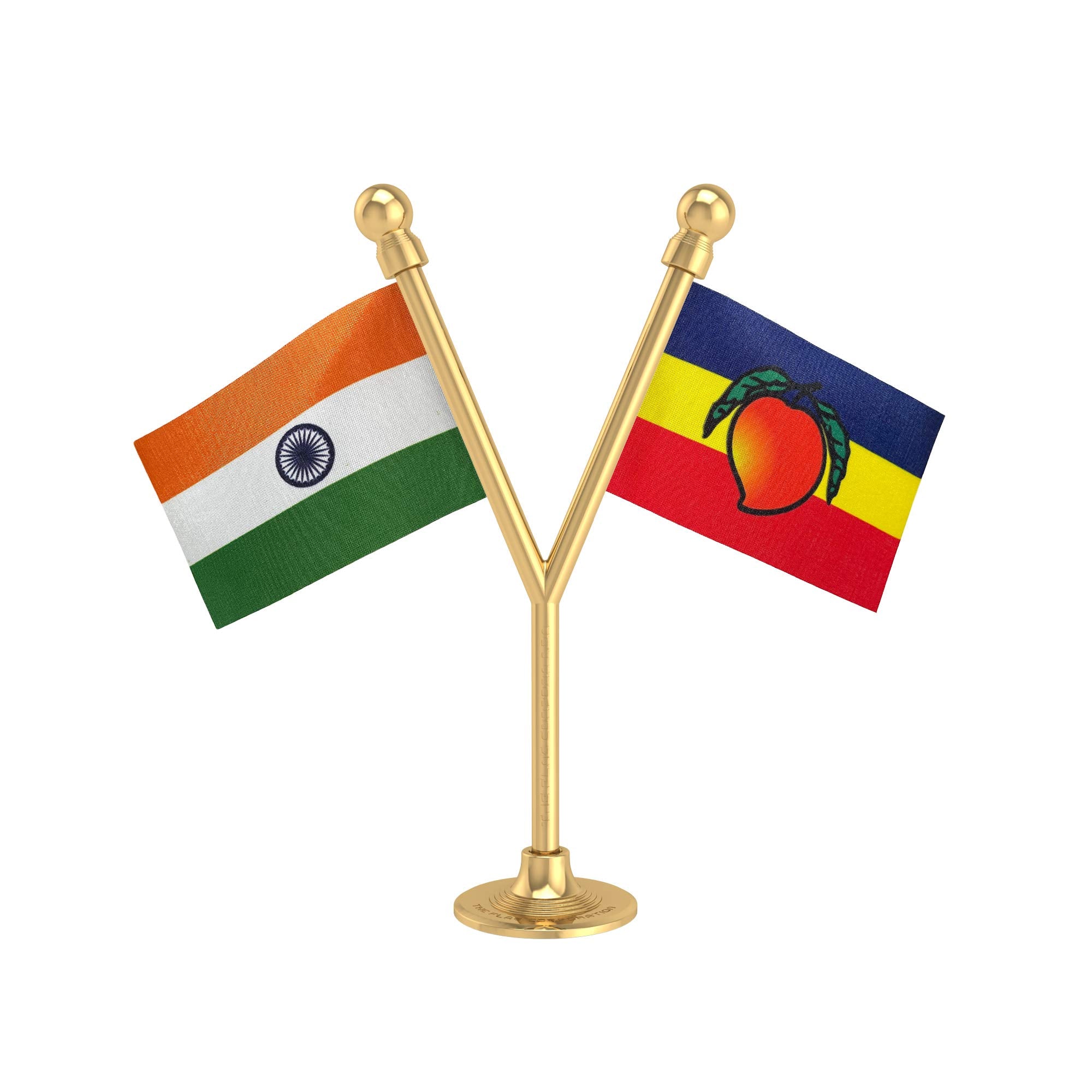 The Flag Corporation India & Pmk Pattali Makkal Katchi Car Dashboard Flag 2In X 3In With A Plastic Sublime Gold Base