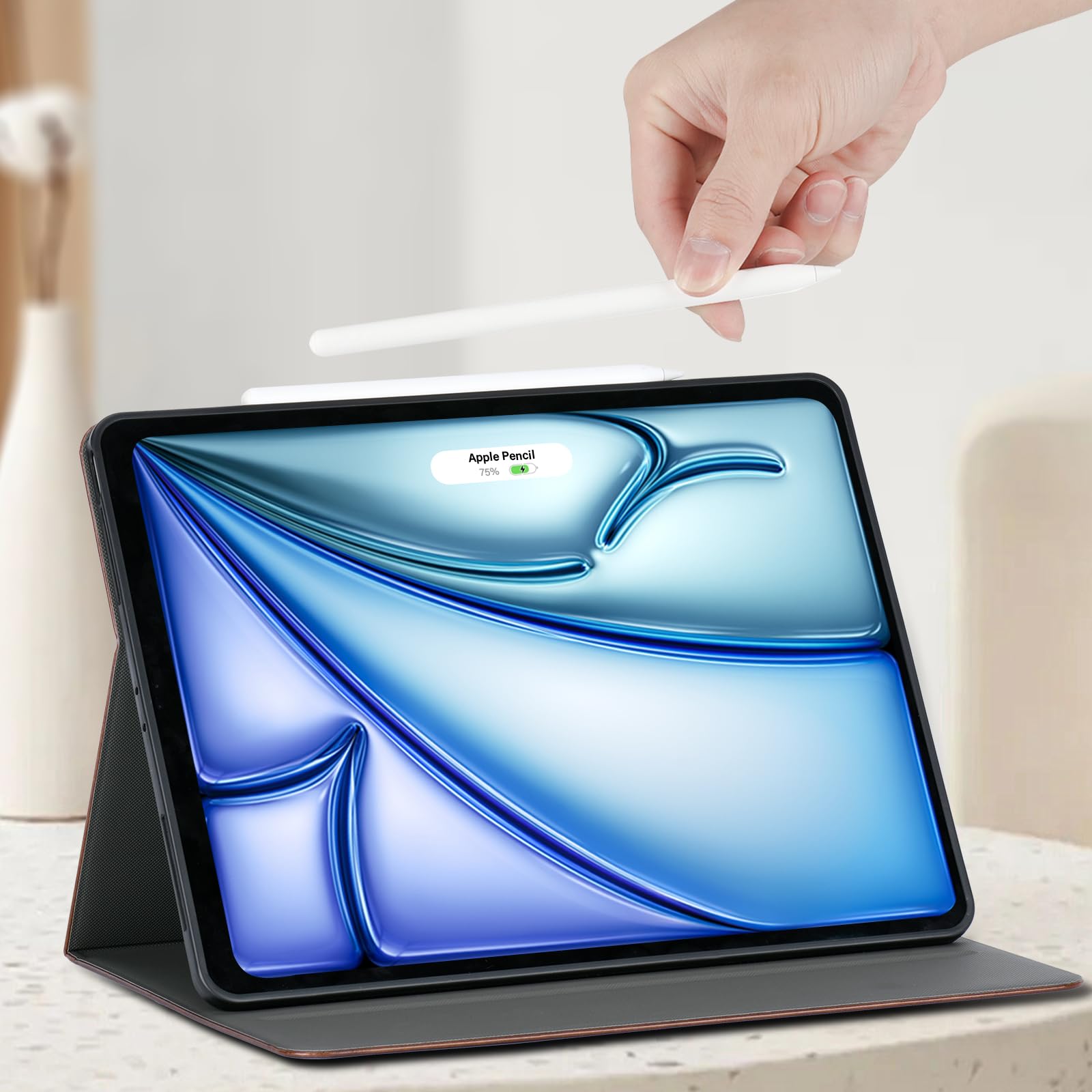 Hfcoupe For Ipad Air 2024 13 Inch Case M2, Lightweight 12.9 Inch Ipad Pro 6Th/5Th Gen Cover With Elastic Pencil Holder And Magne