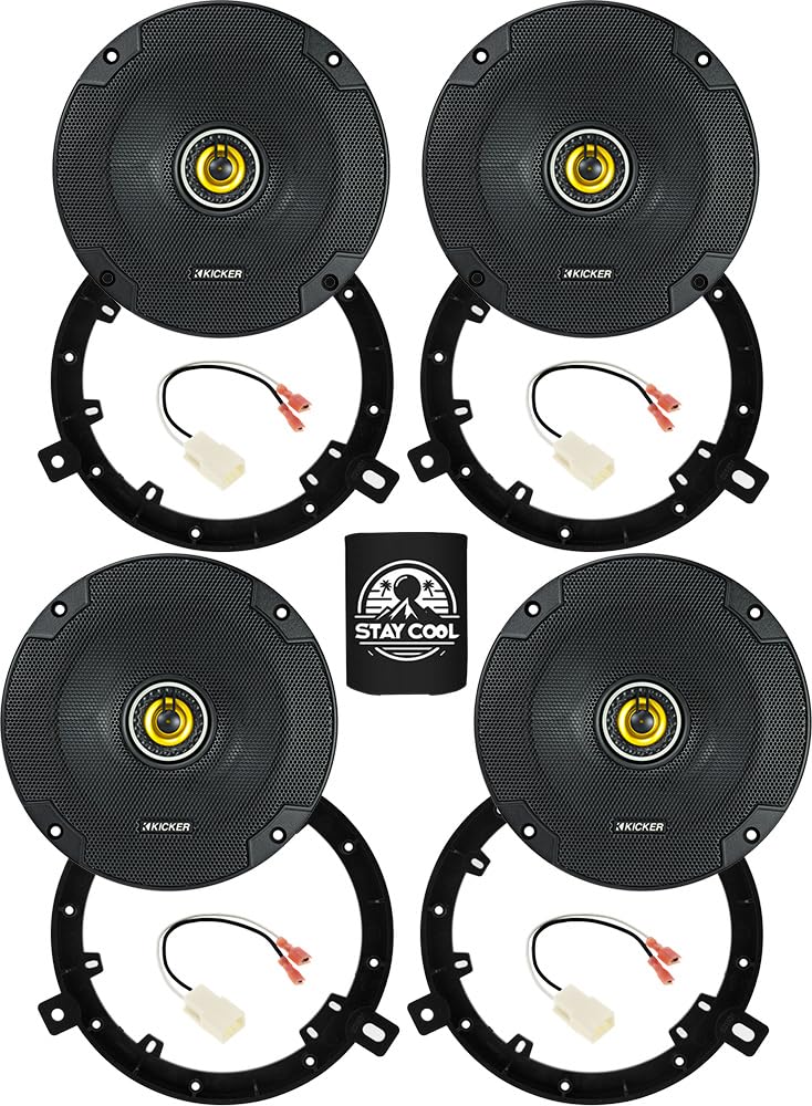 KICKER Front and Rear Door 6.5 Speakers Kit for Jeep Liberty 2002-2012 Upgrade Kit - 2 Pairs of CS Series 6 1/2 Inch Coaxial Spe