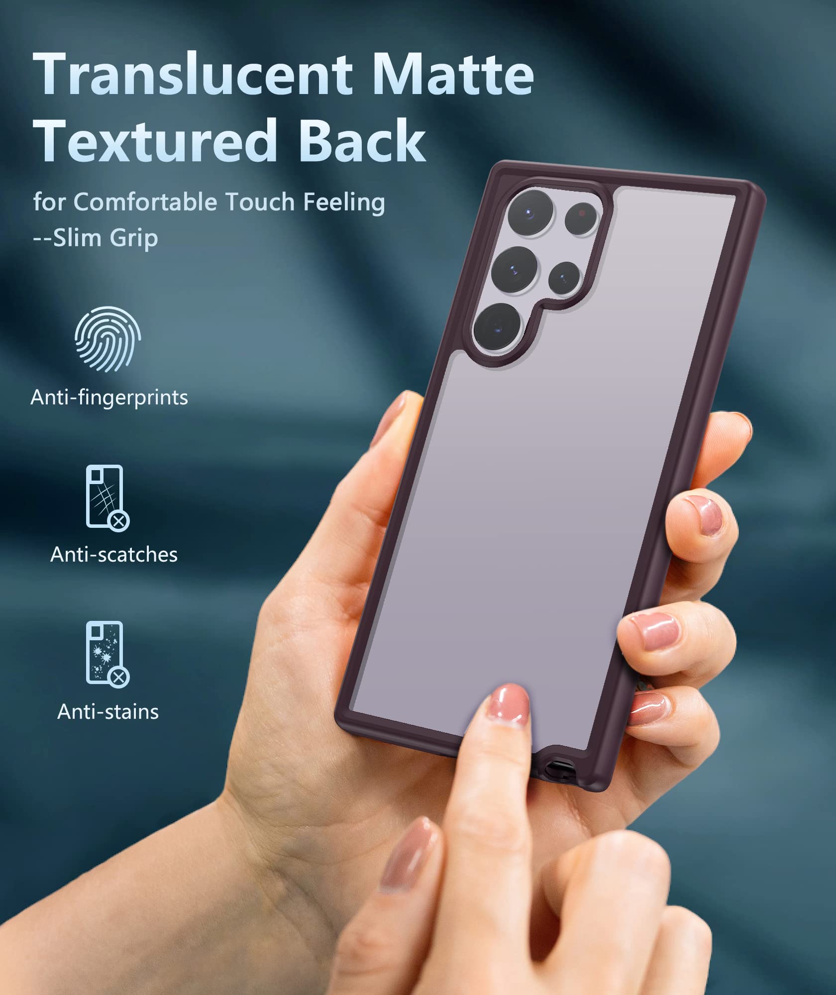 Fntcase For Samsung Galaxy S22 Ultra Case: Full Drop Proof Protection Translucent Cases | Matte Textured Shockproof Protective B