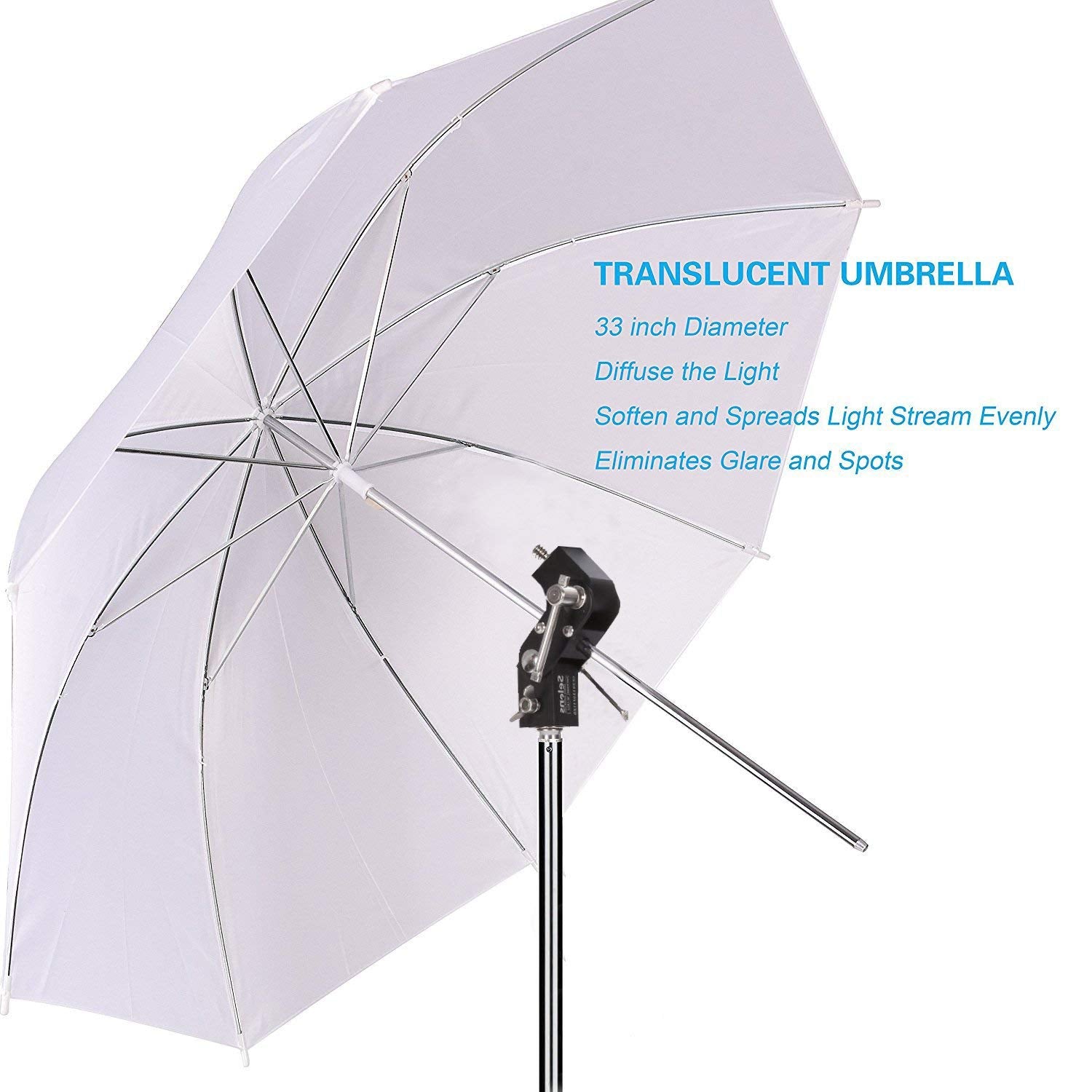 Selens Photo Umbrella Kit 33''/84Cm White Soft Umbrella With Light Stand And Metal Flash Bracket Mount For Portrait Photography