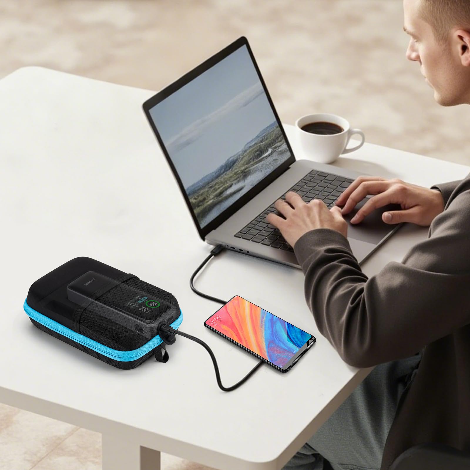 Case For Anker Prime Power Bank 27,650Mah 3-Port 250W, Portable Box With Usb Charging Port And Front Pocket For Travel Work, Bat