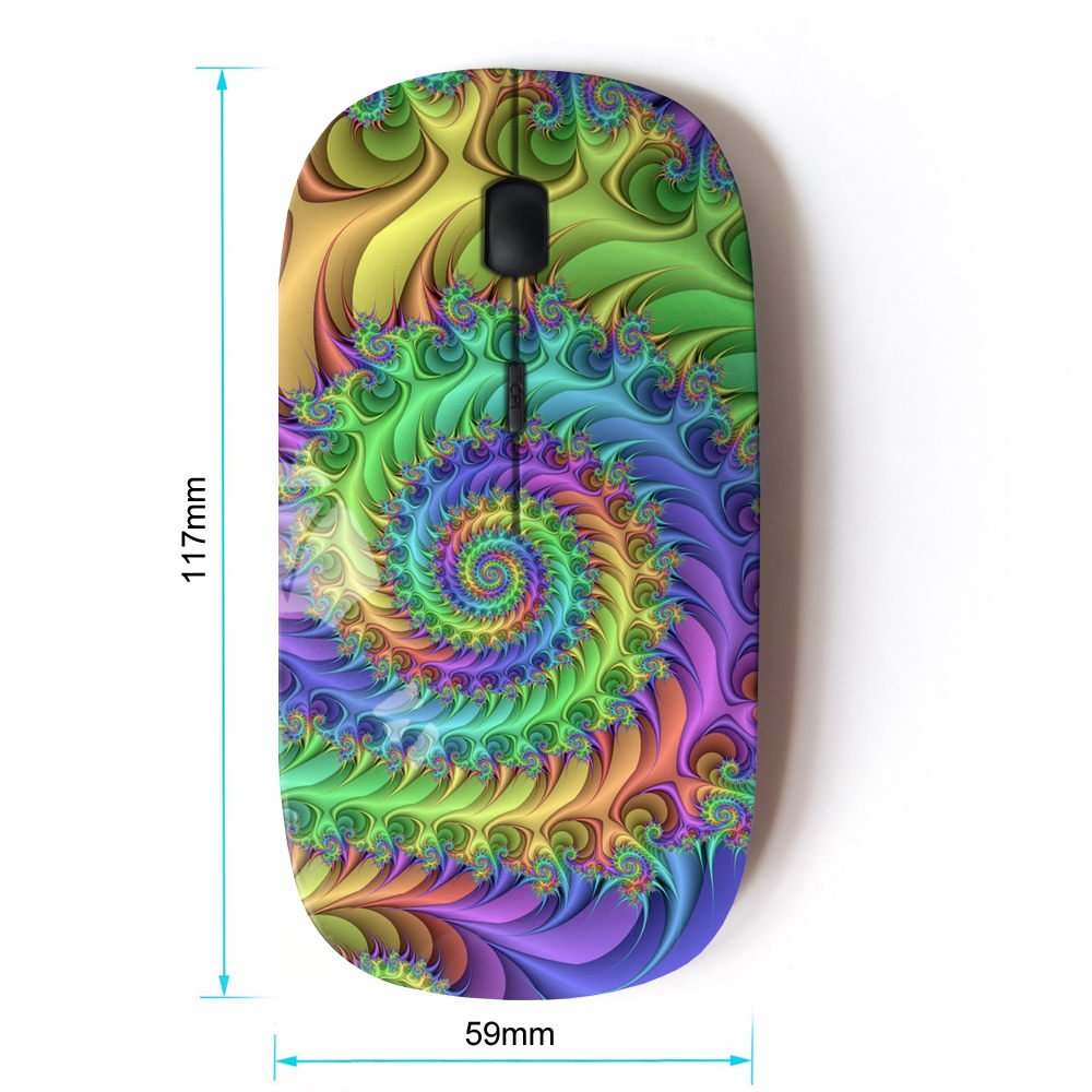 Koolmouse [ Optical 2.4G Wireless Mouse [ Spiral Art Nature Colors Neon Snail Drawing ]