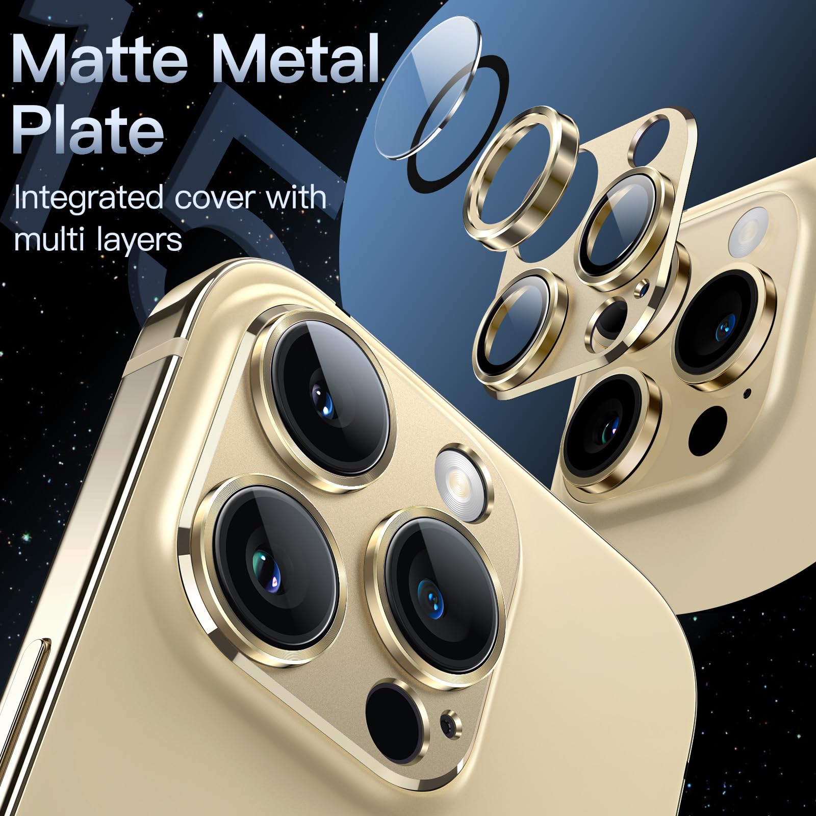 Jetech Camera Lens Protector For Iphone 14 Pro 6.1-Inch And Iphone 14 Pro Max 6.7-Inch, Full Coverage 9H Tempered Glass Ring Cov