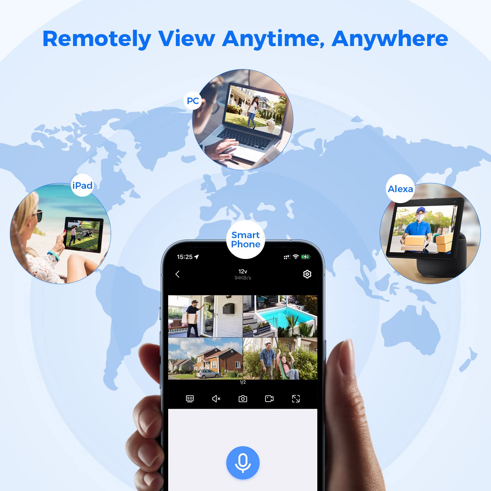 Hiseeu ?Ptz Camera Wireless System? 3Mp Security Camera System Two Way Audio, Auto Tracking, Full Color Night Vision, Ip66 Waterproof, Expandable 10Ch Nvr, 24/7 Record With 1Tb Hard Drive