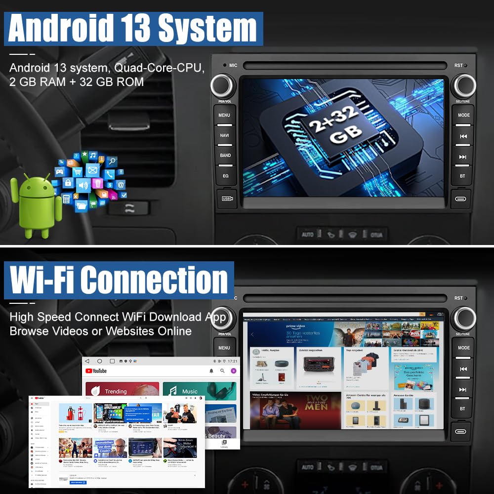 Awesafe Car Stereo Radio For Chevy Silverado Chevrolet Gmc Buick Yukon, Android 13 Carplay Android Auto Bluetooth Touch Screen H