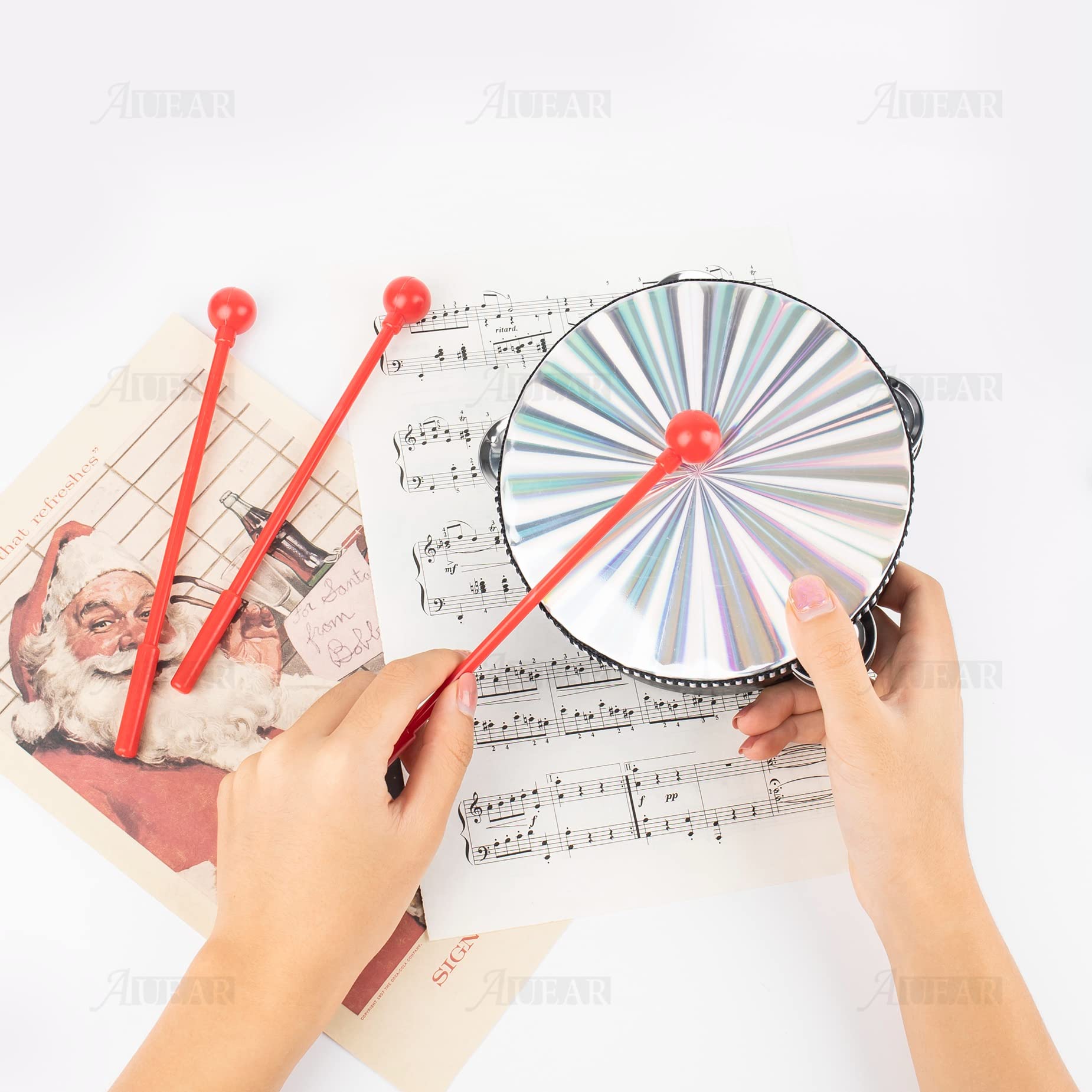 Auear, 10 Pack Plastic Bell Mallets Solid Drum Percussion Sticks Hammer Red