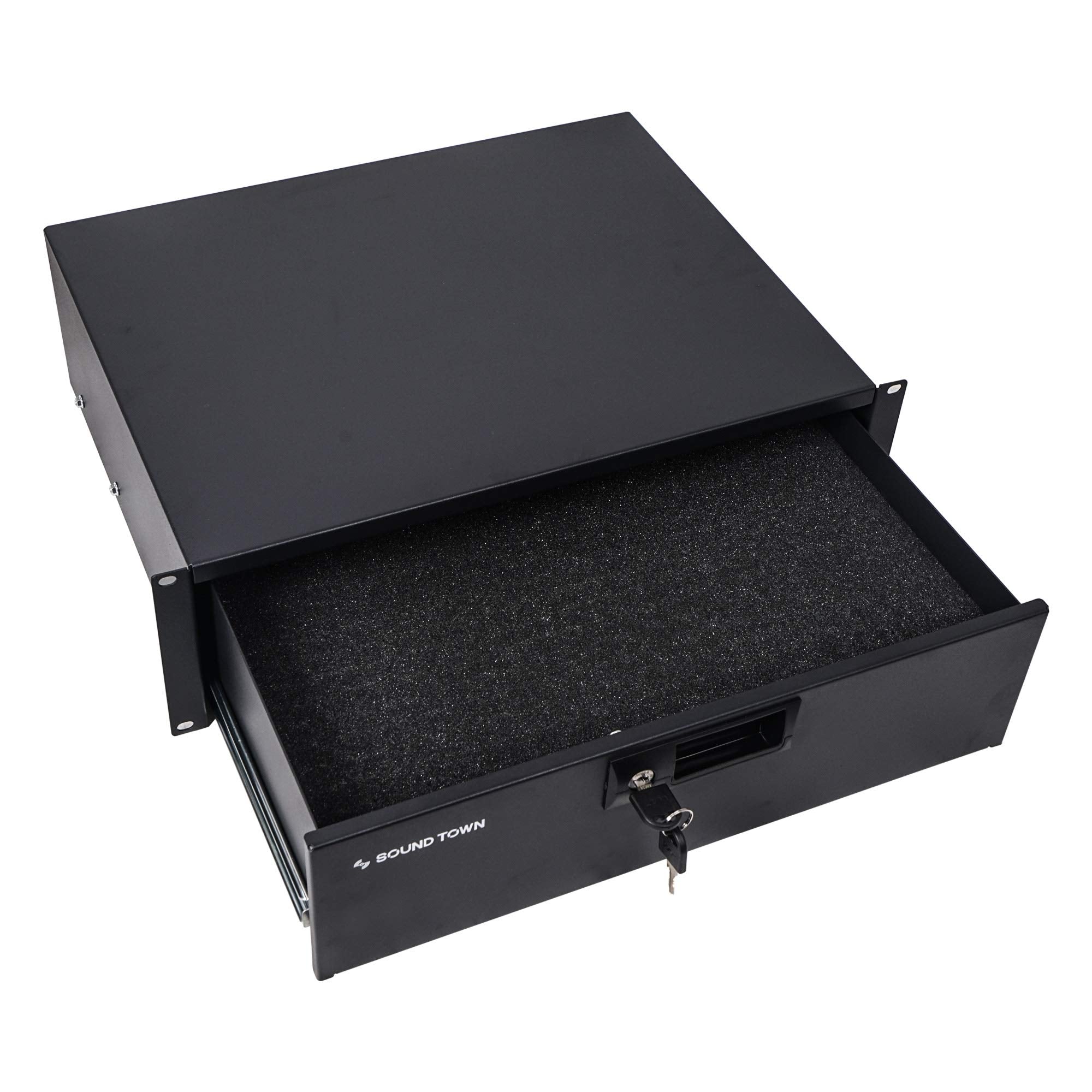 Sound Town 19 Inch 3U Locking Rack Drawer, With Protection Foam (Strd 3D)