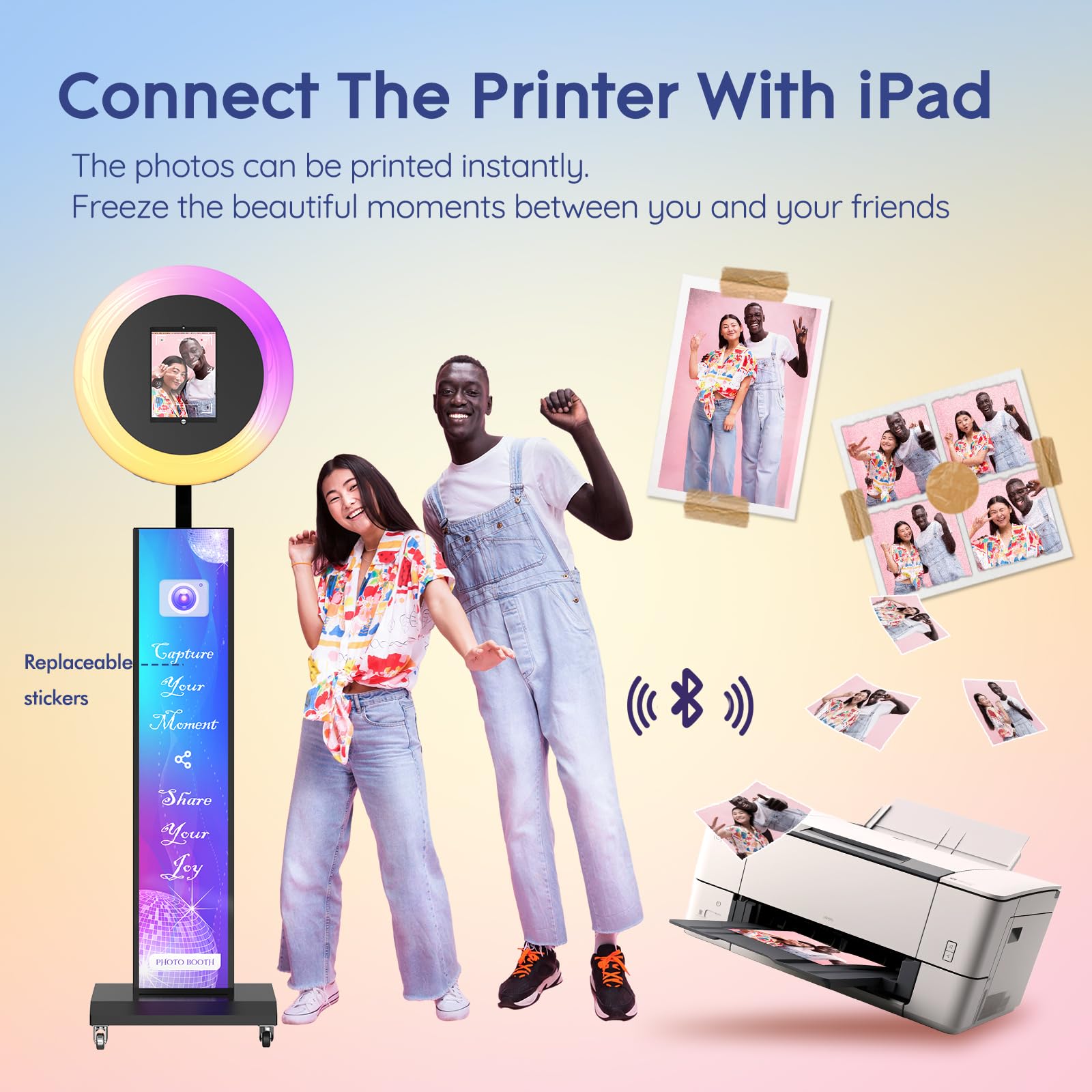 Harzhi Portable Photo Booth Compatible With Any Ipad, Large Lightbox Ipad Photo Booth For Christmas Wedding Party Shell Stand So