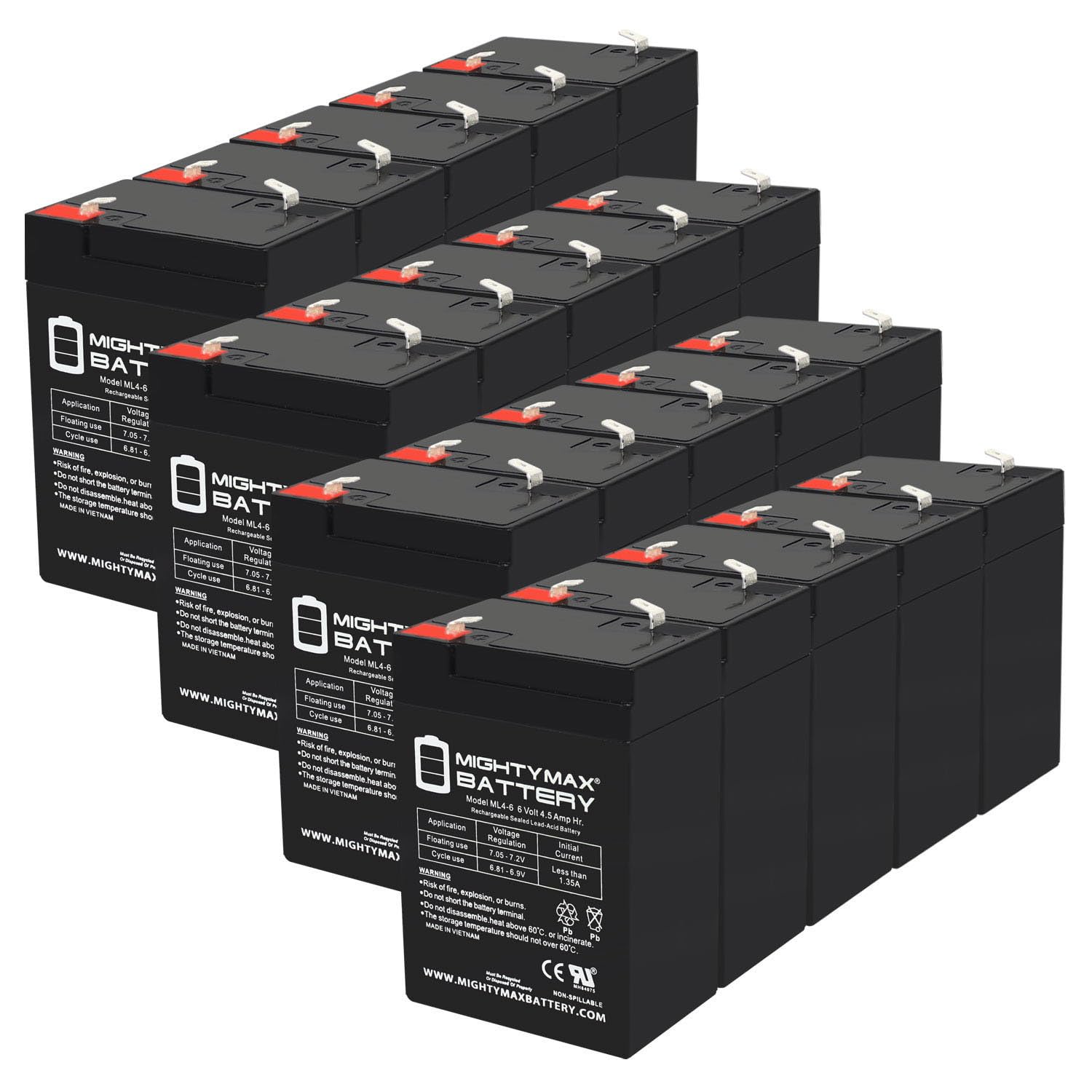 Ml4 6   6 Volt 4.5 Ah Sla Battery   Pack Of 20
