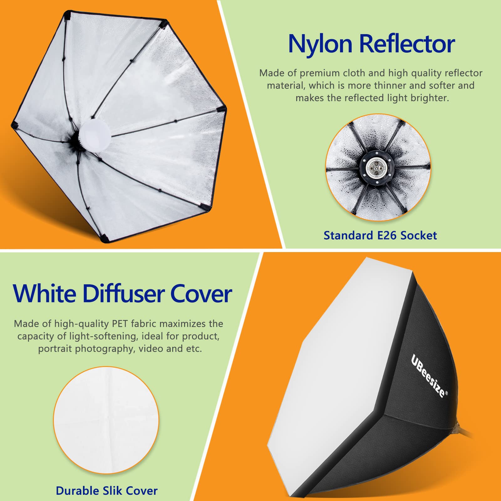 Ubeesize Softbox Photography Lighting Kit, Continuous Lighting Kit With 30'' X 30'' Reflector And 3 Color Temperature 85W 3000K