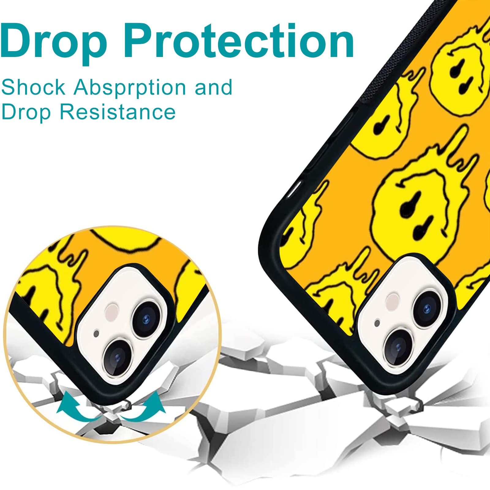 Unnkine Happy Face Case For Iphone 13 Mini Girls Women Lovely Face Hippie Indie Design Soft Tpu Hard Back Shockproof Anti Scratc