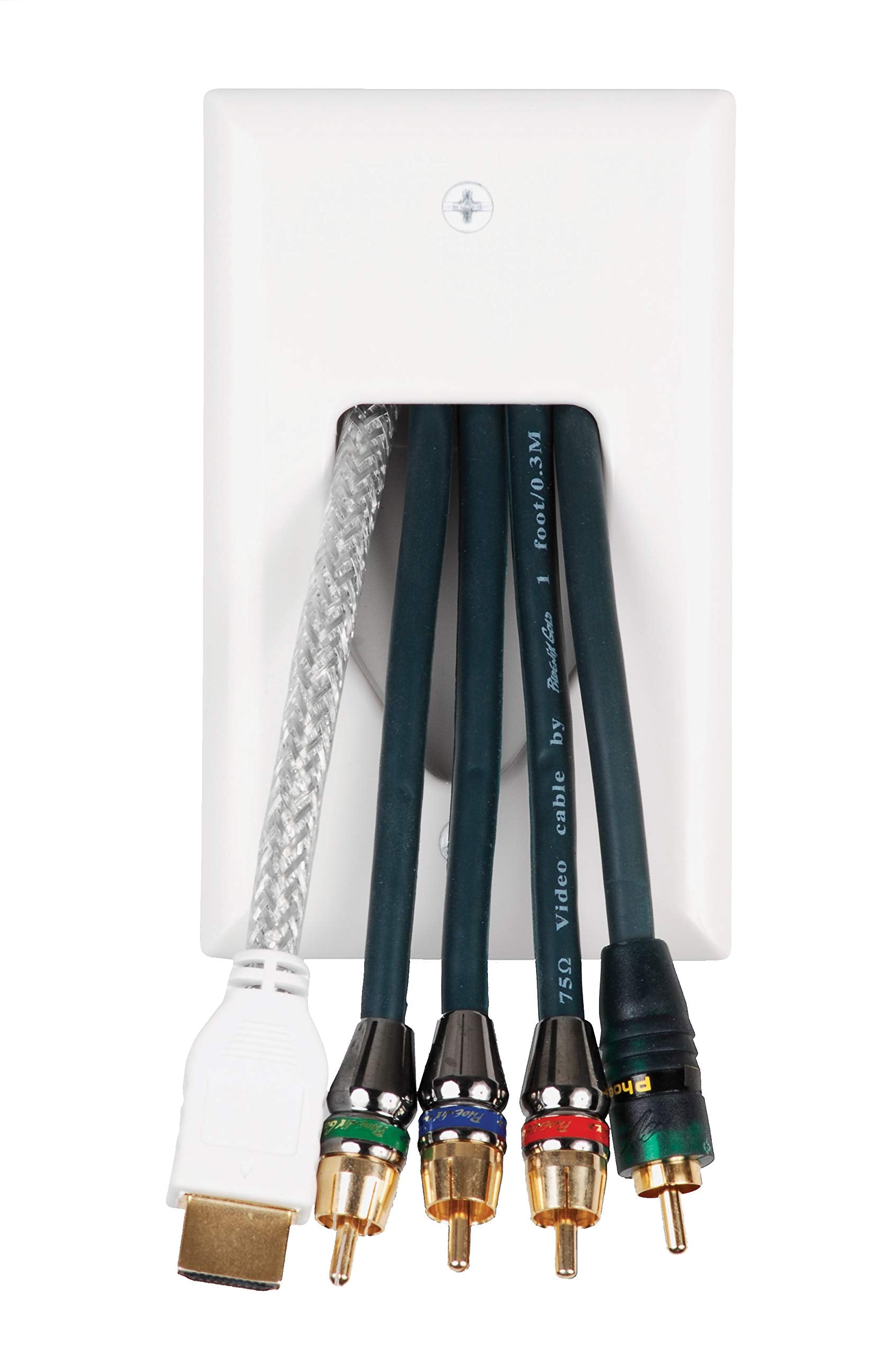 Data Comm Electronics 45 6001 Wh S 1 Gang Recessed Low Voltage Cable Pass Through Wall Plate W/ Bracket   Conceals Up To 4 Cable