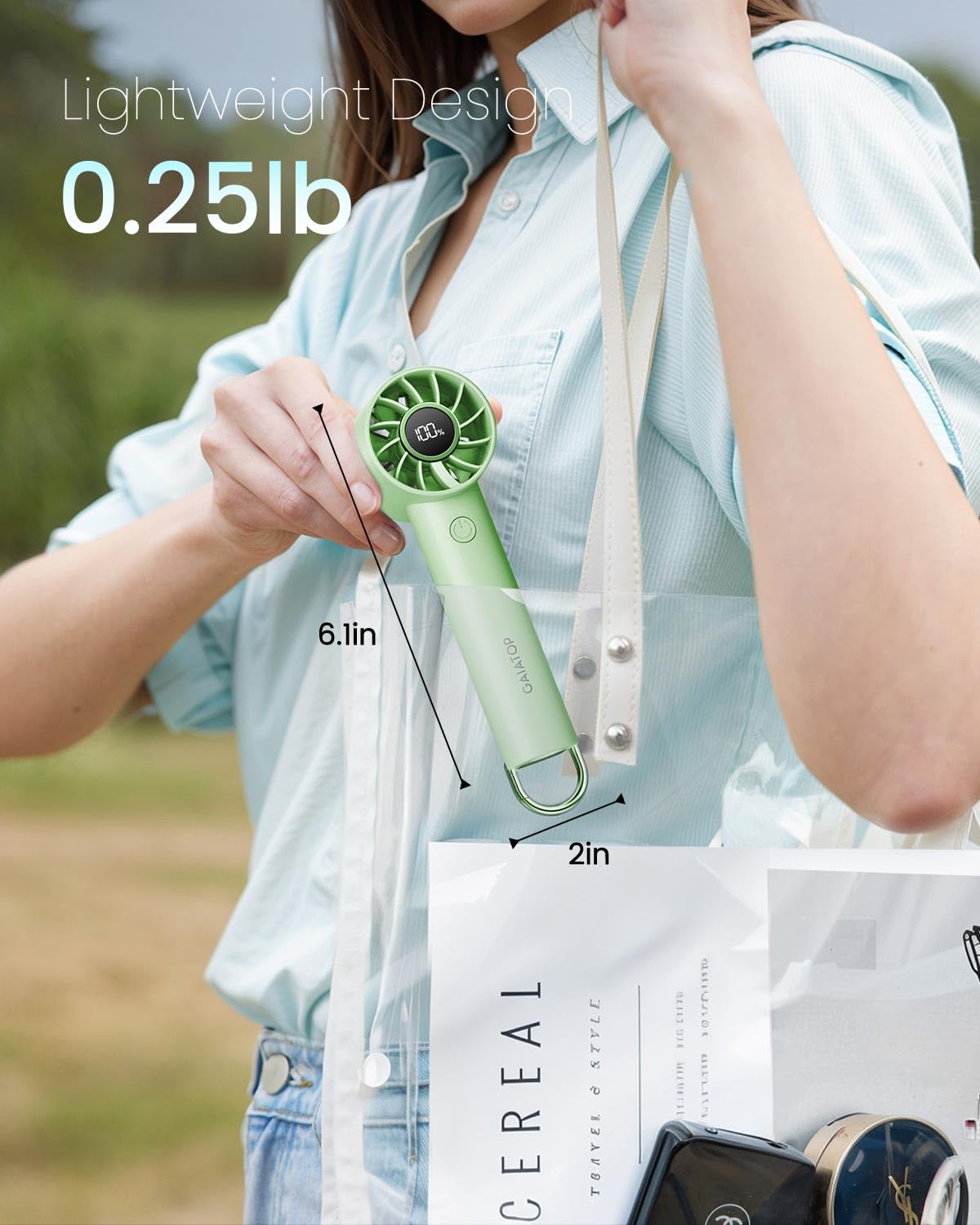 Gaiatop Portable Mini Fan, Handheld Fan With Led Display & Flashlight, 3 Speeds 2000Mah Usb Rechargeable Battery Fan, Small Pers