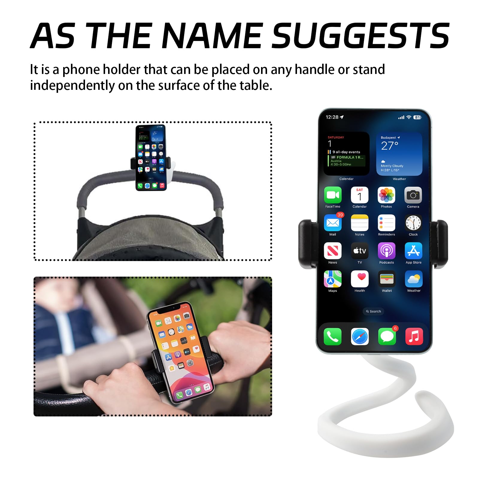 Llmsix Stroller Phone Holder Portable Stroller Bike Phone Holder Flexible Stroller Phone Mount Universal Stroller Accessories Wi