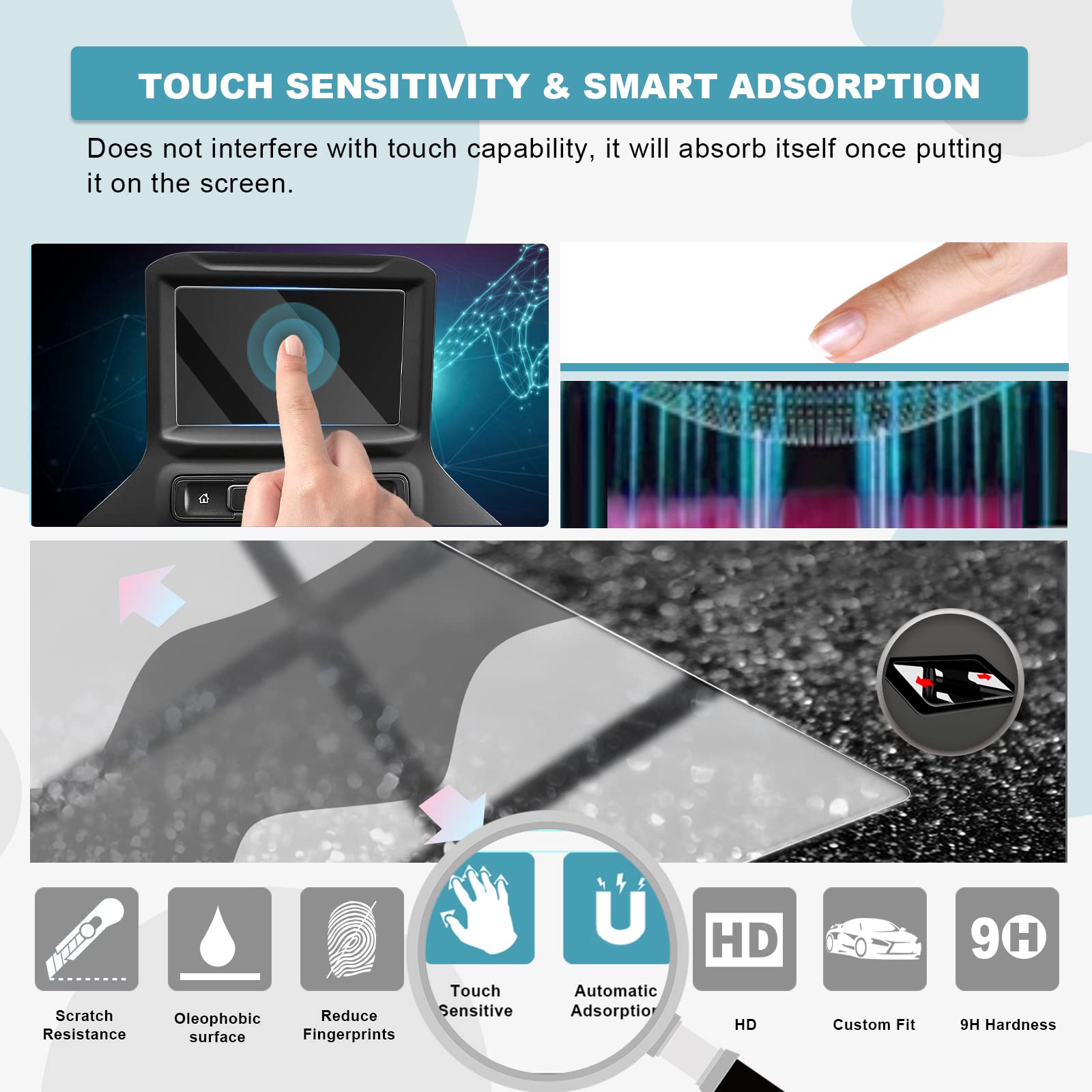 Cdefg For 2019 2020 2021 2022 2023 Silverado 1500 Infotainment 3 Car Touchscreen Navigation Touch Screen Protector, Hd Clear Tempered Glass 9H Scratch Resistance (7In)