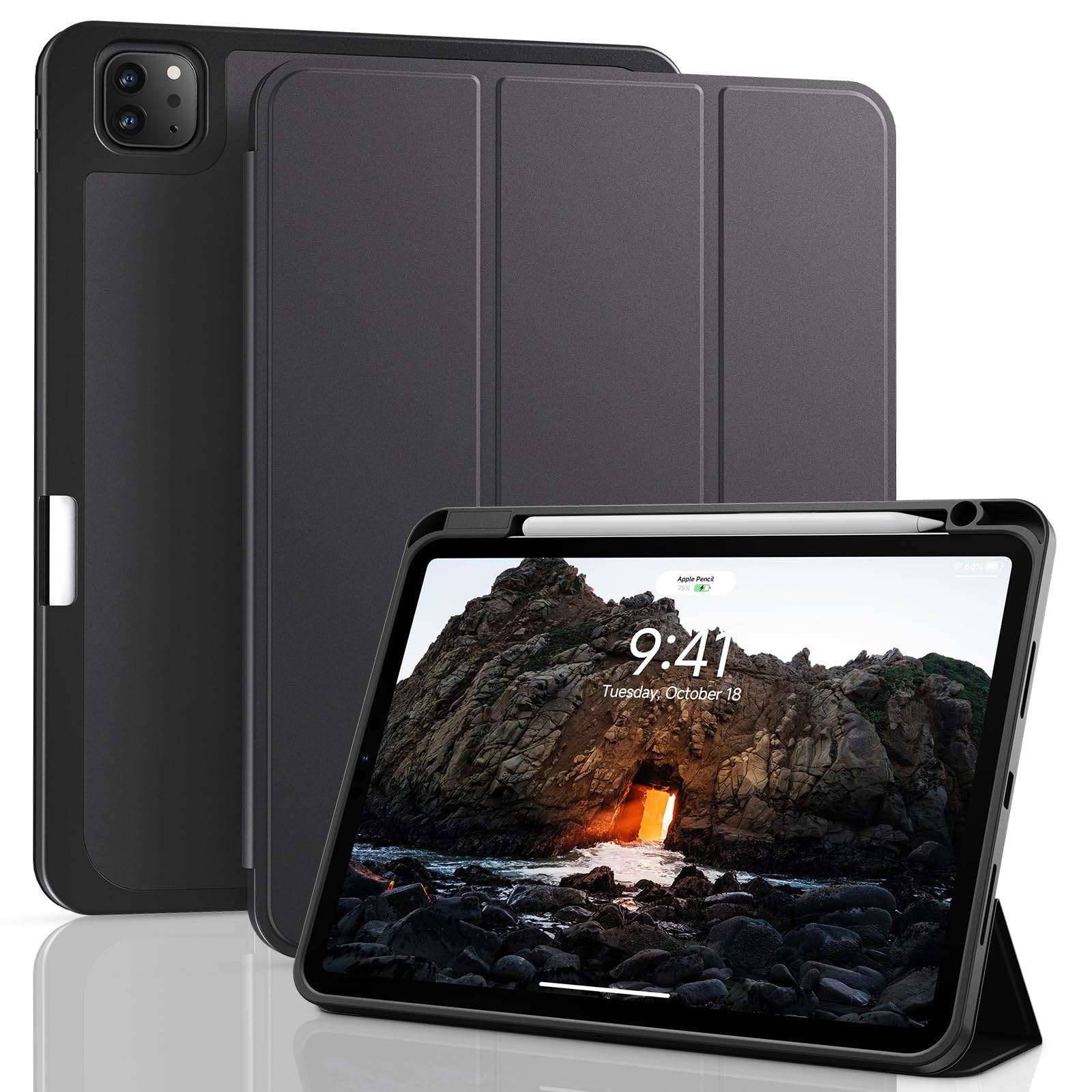 ZOVEEK 2024 iPad Pro 11 Inch Case M4 (5th Generation) with Pencil Holder, Supports Pencil Pro Magnetic Charging, Smart iPad Case