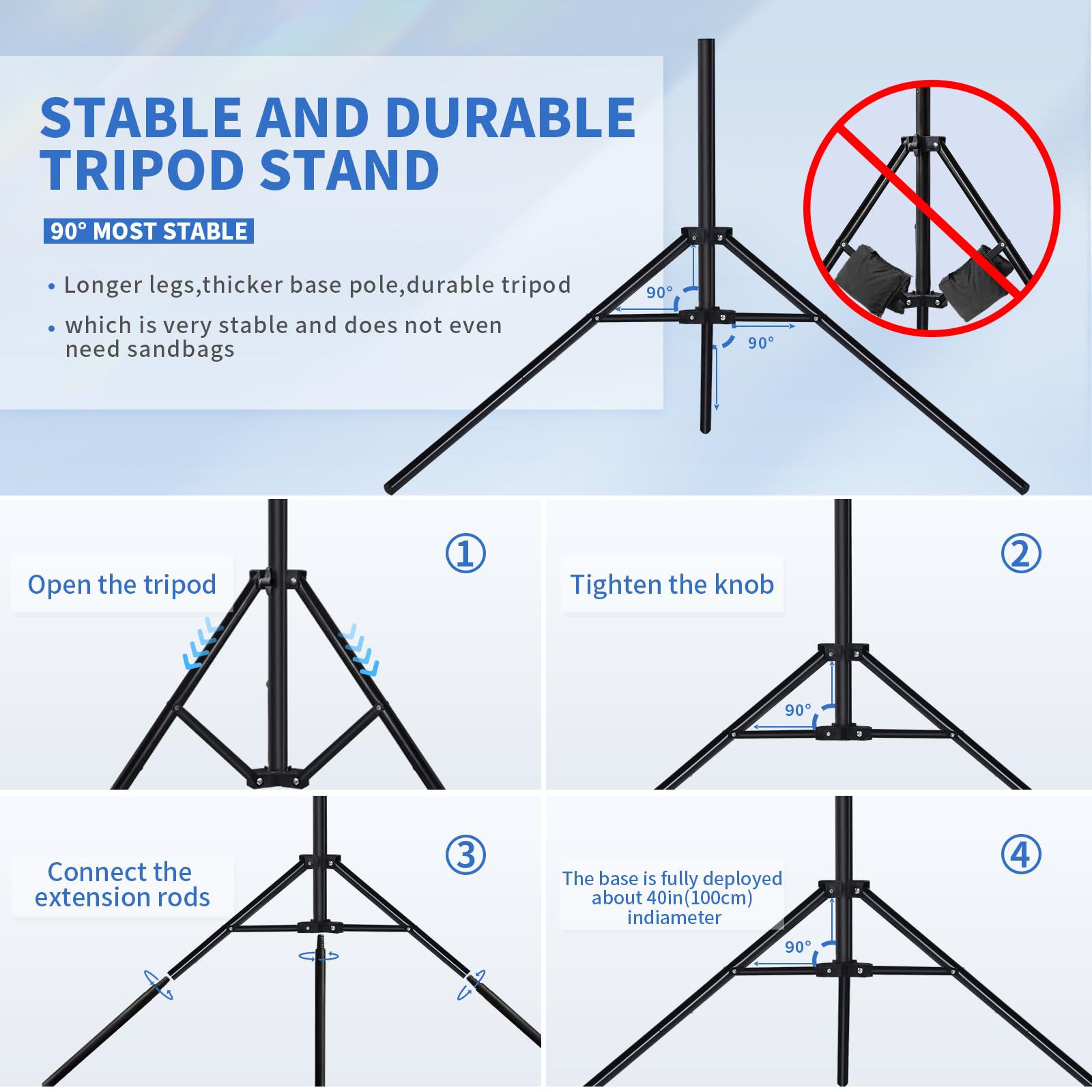 Maxztill T-Shape Backdrop Stand 8.5X5Ft(2.6X1.5M) Adjustable Photo Studio Background Stand Support Kit With 4 Backdrop Clamps An