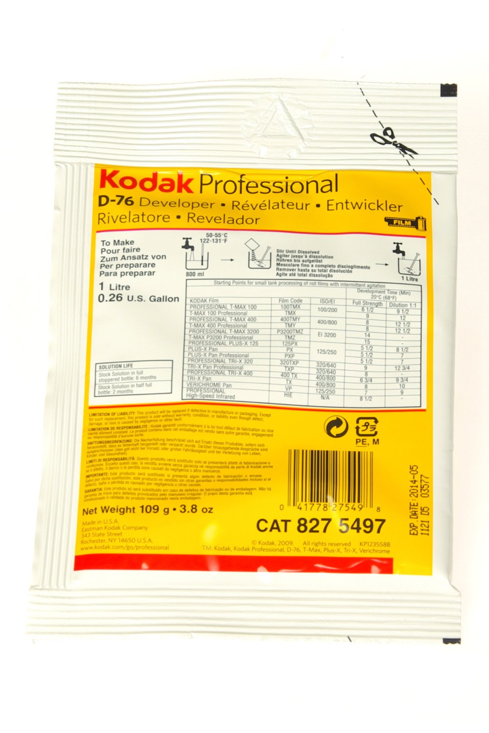 Kodak D-76 Black & White Film Developer Powder to Make 1 Liter.