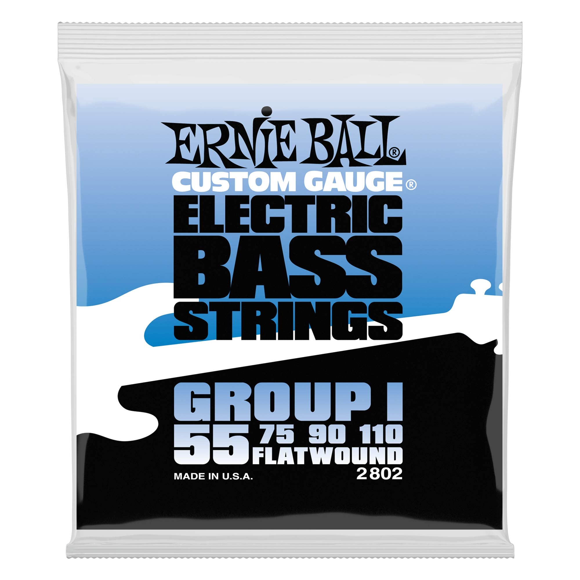 Ernie Ball Group I Flatwound Bass Guitar Strings, 55 110 Gauge (P02802)