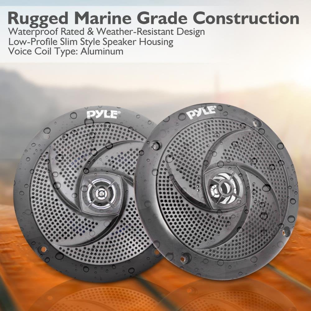 Pyle Marine Speakers - 4 Inch 2 Way Waterproof And Weather Resistant Outdoor Audio Stereo Sound System With 100 Watt Power And L