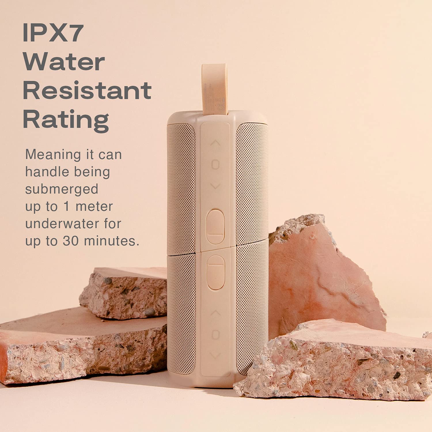 Kove Commuter 2 Portable Speaker   Terracotta Speakers, Wireless With Hd Louder Volume, Deep Bass Subwoofer, Microphone, Ipx7 Water Resistant   Perfect Boom Box For Home, Outdoor Or Travel